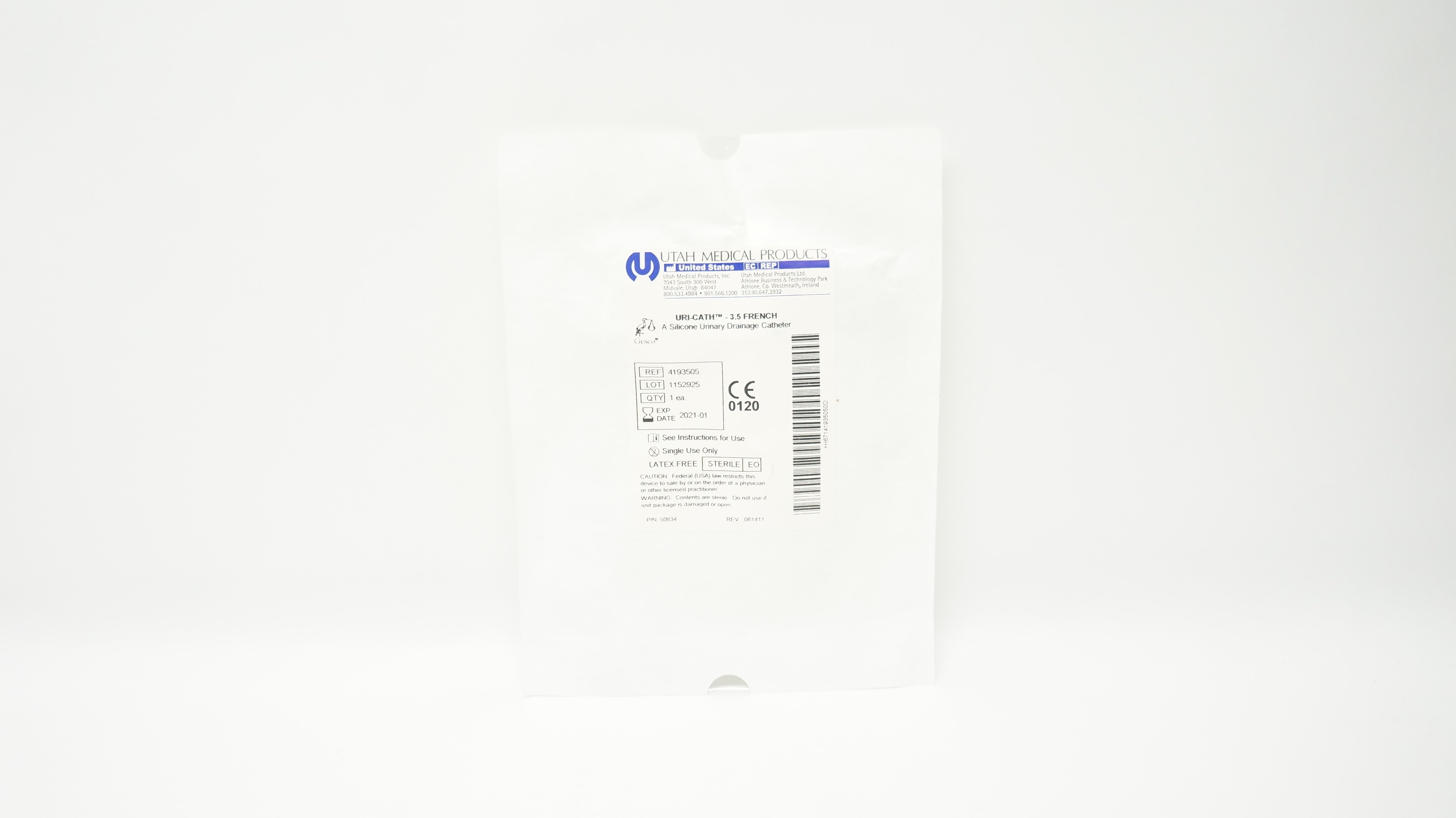 Utah Medical Products 4193505 Uri-Cath Silicone Urinary Drainage Cath. 3.5F (x)