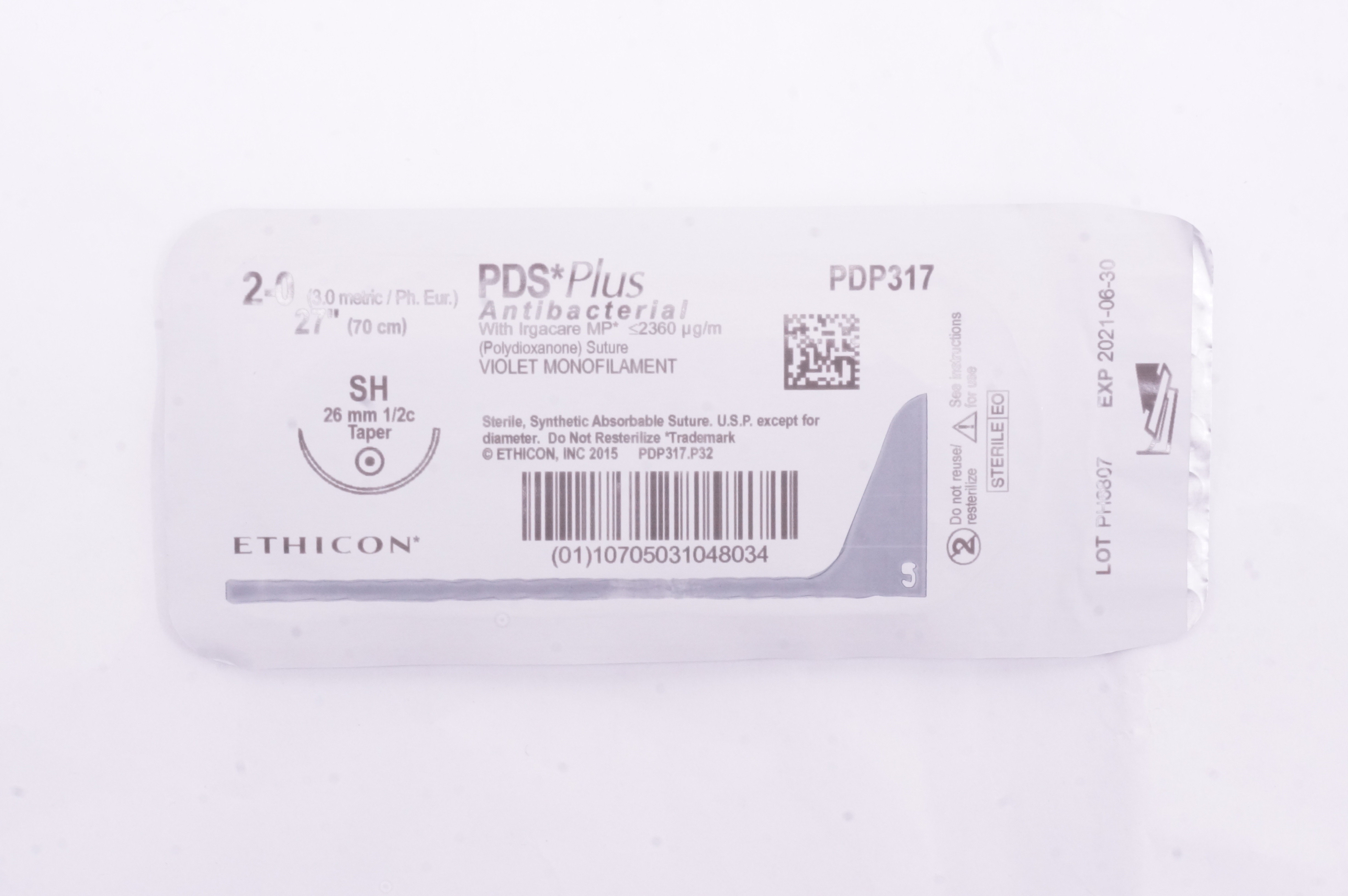 Ethicon PDP317 2-0 PDS Plus, SH, 26mm 1/2c Taper, 27inch (x)