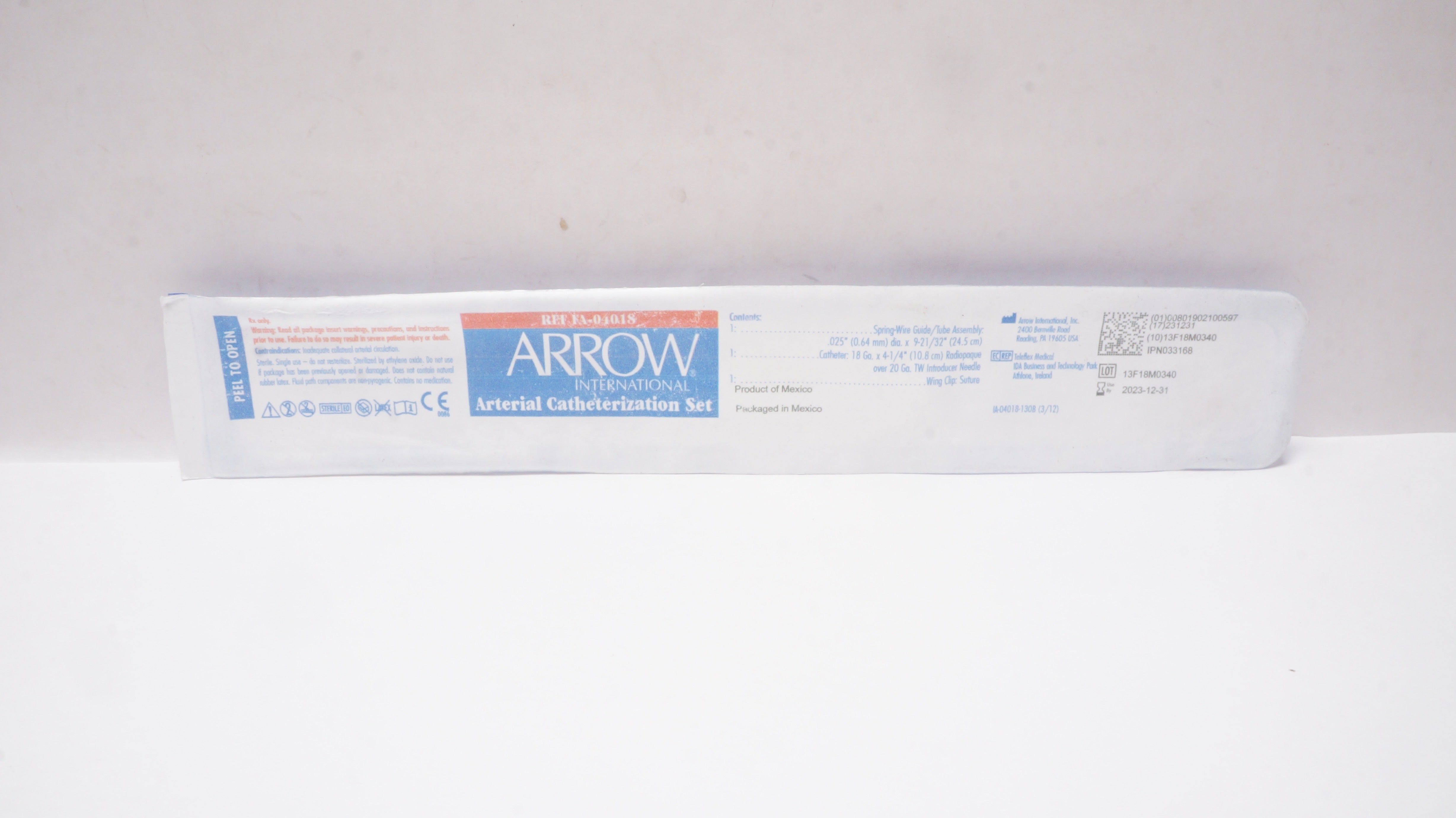 Arrow RA-04018 Radial Artery Cath. Set 18Ga x 1-3/4inch