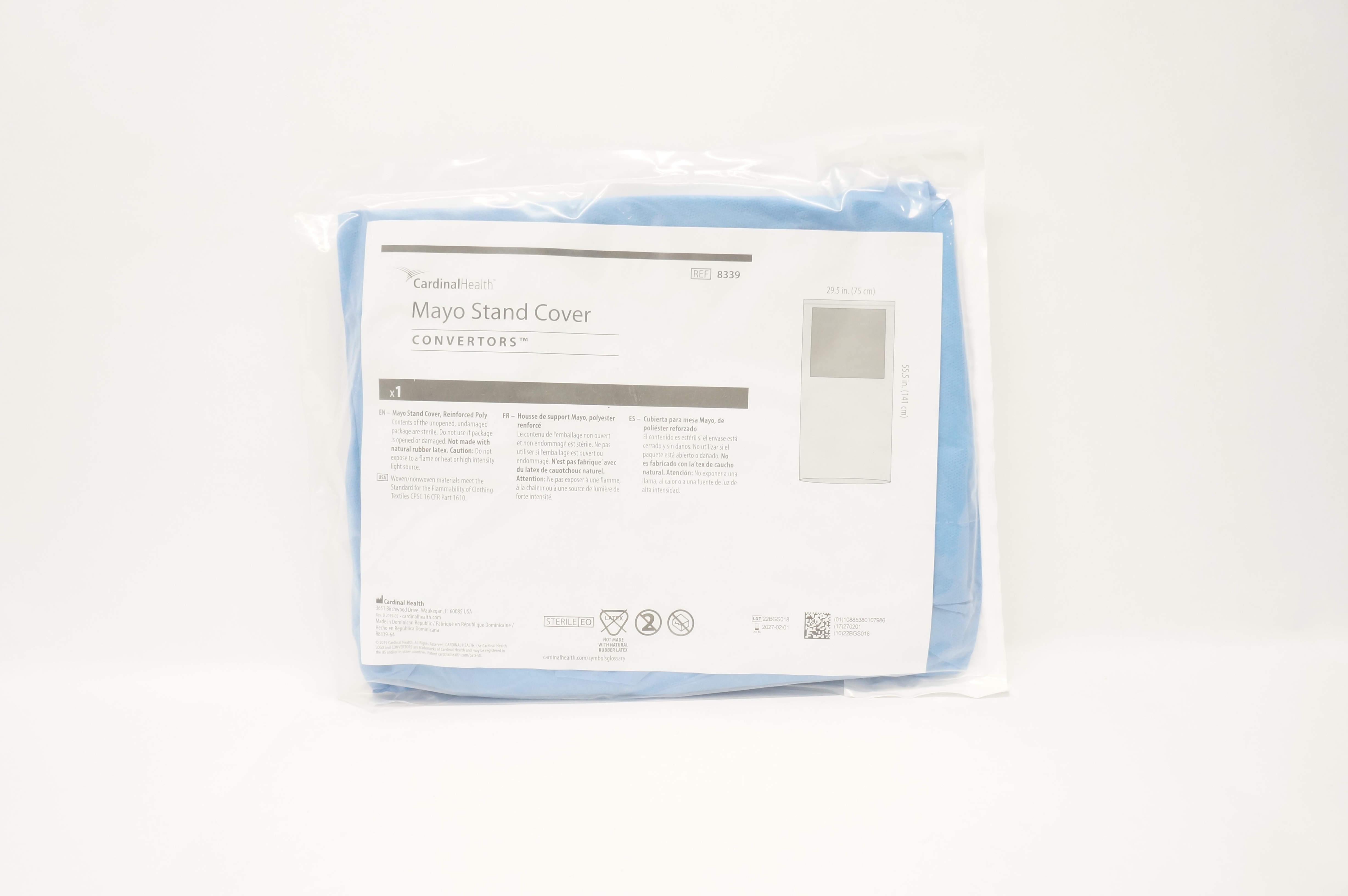 Cardinal Health 8339 Convertors Mayo Stand Cover 29.5inch x 55.5inch