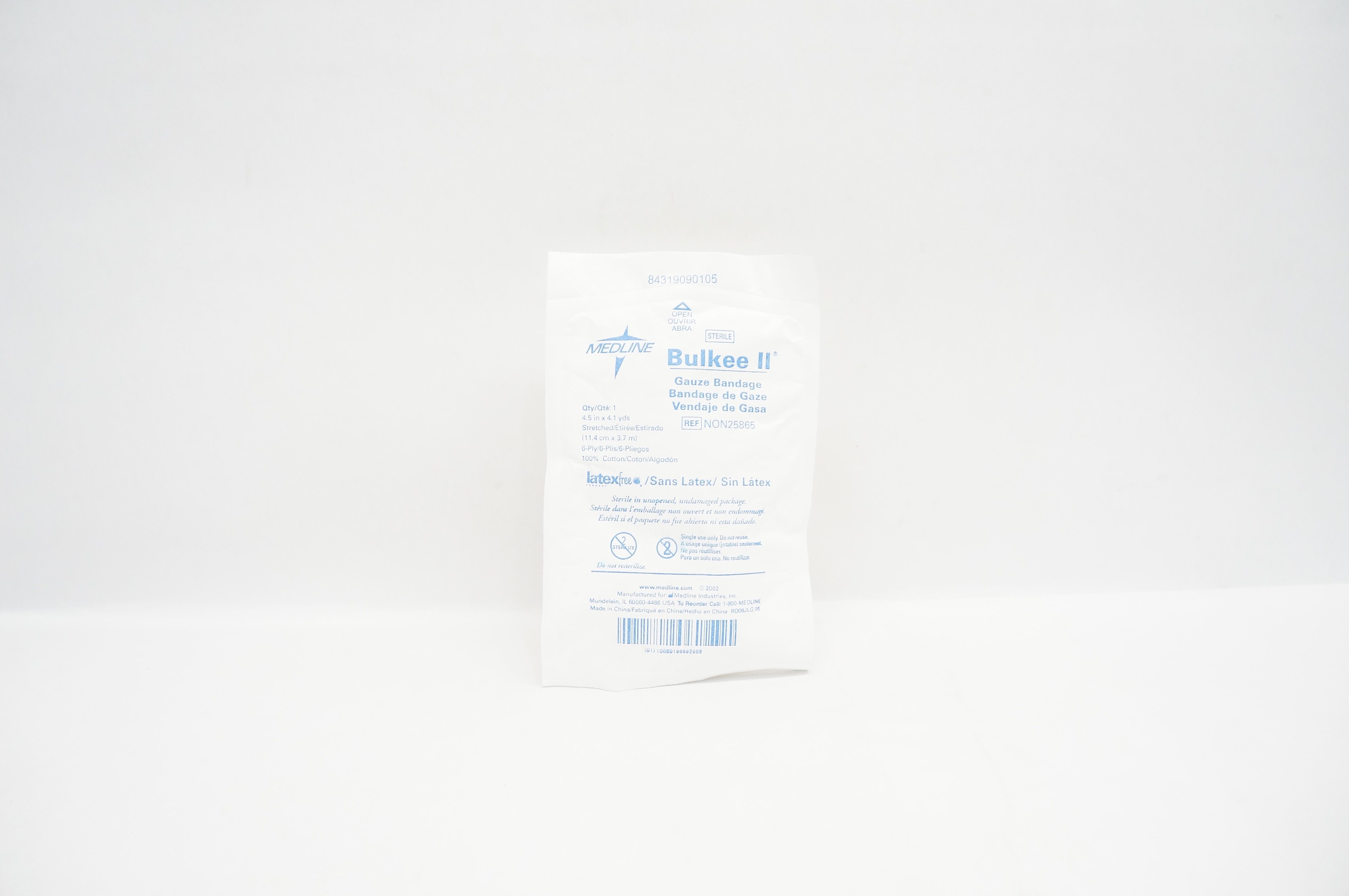 Medline NON25865 Bulkee II Gauze Bandage, Stretched 6-Ply 4.5inch x 4.1yds