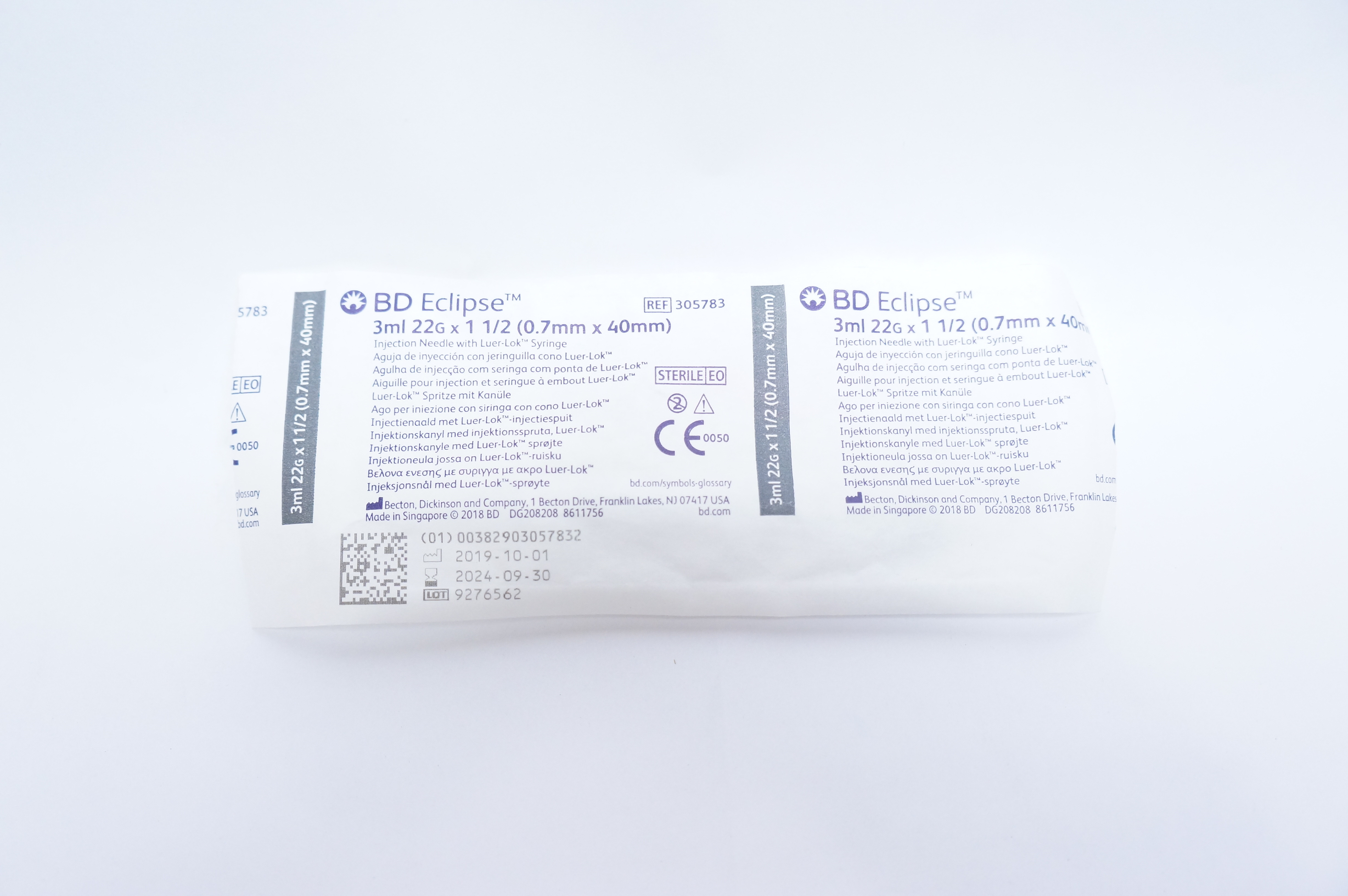 BD 305783 Eclipse Injection Ndle with Luer-Lok Syringe 3ml, 22G x 1-1/2inch