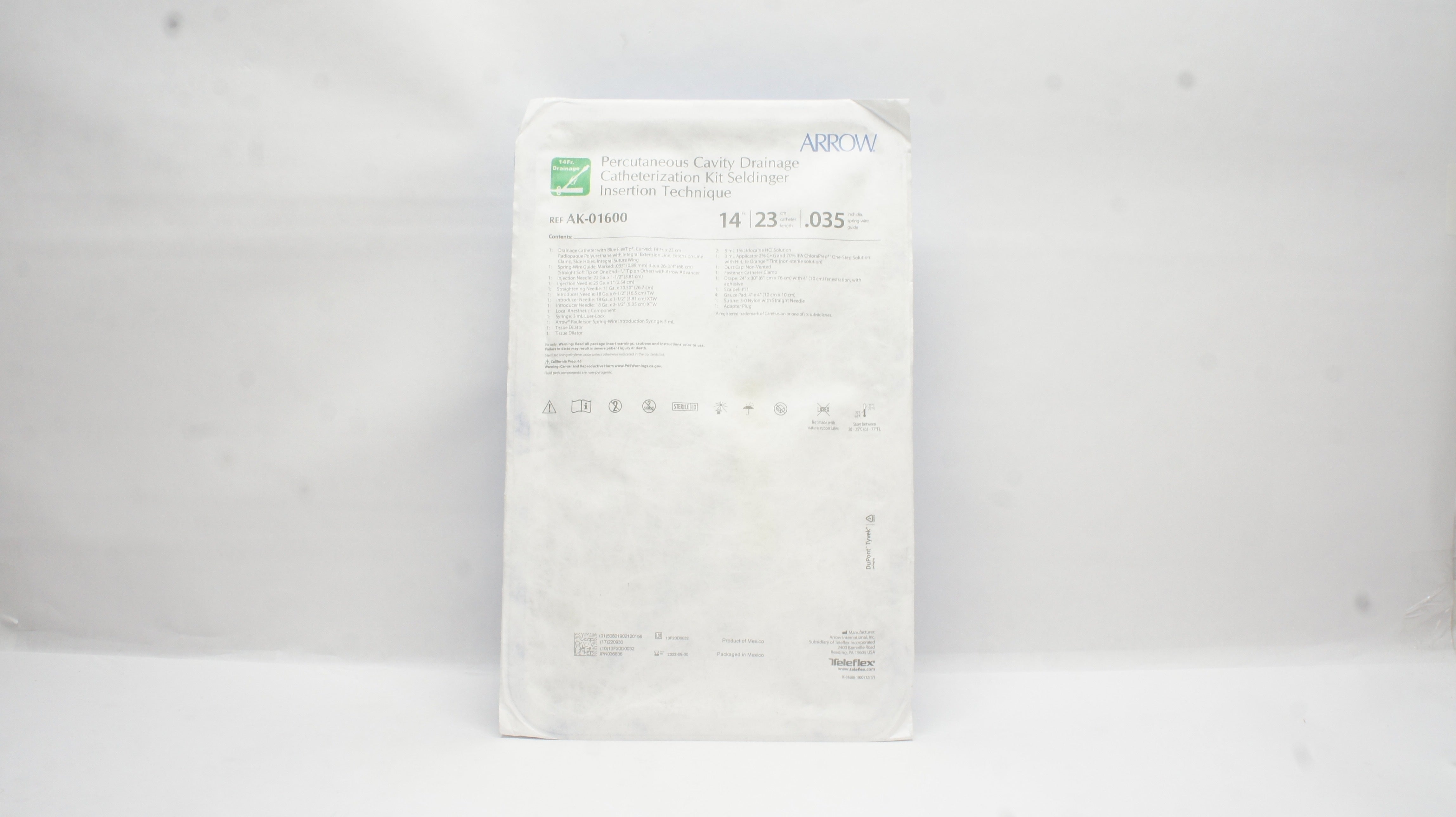 Arrow AK-01600 Percutaneous Cavity Drainage Cath. Kit 14Fr x 23cm (x)
