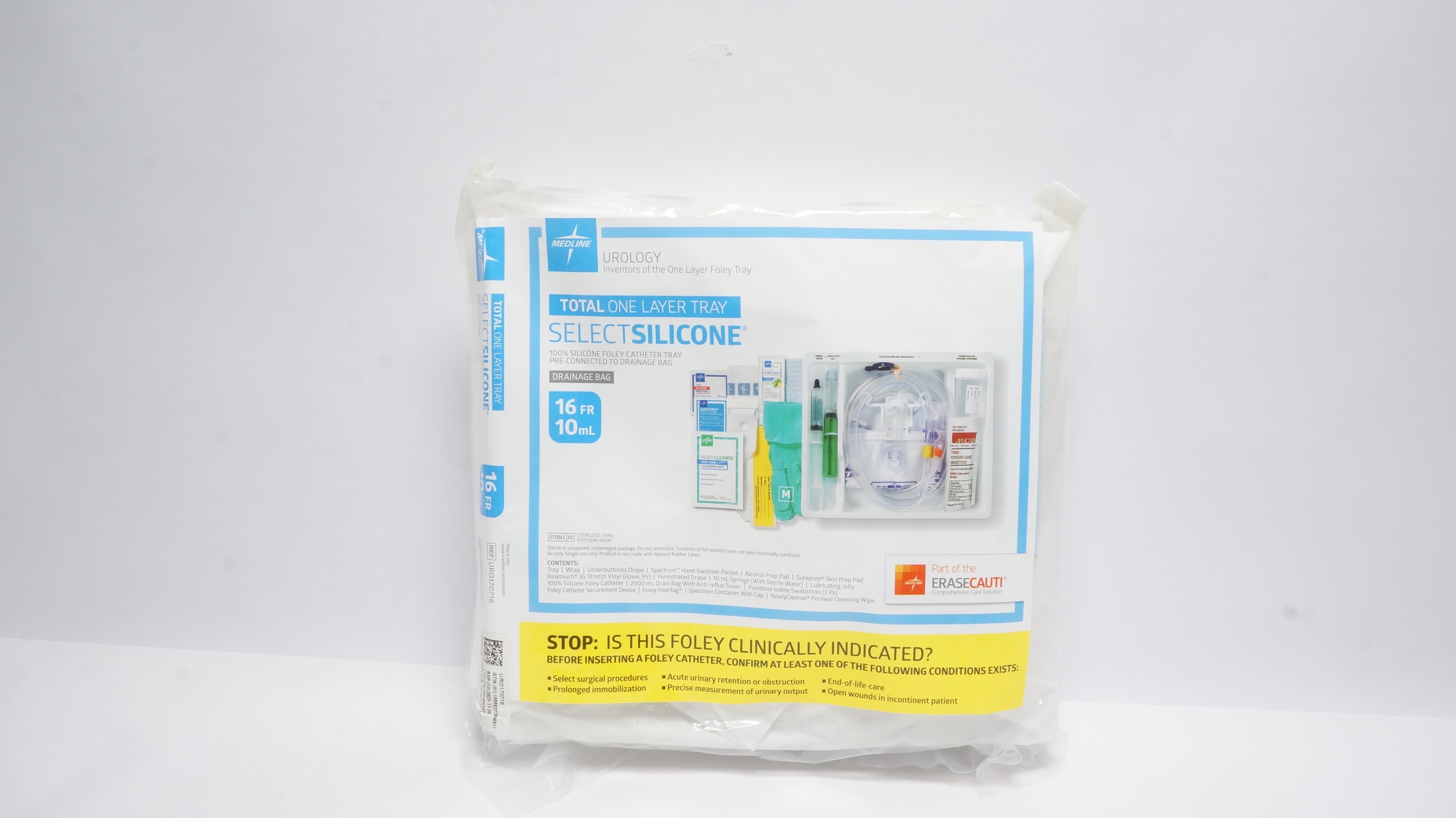 Medline URO170716 Urology Silicone Cath. Tray Pre-Connected to Drainage Bag (x)
