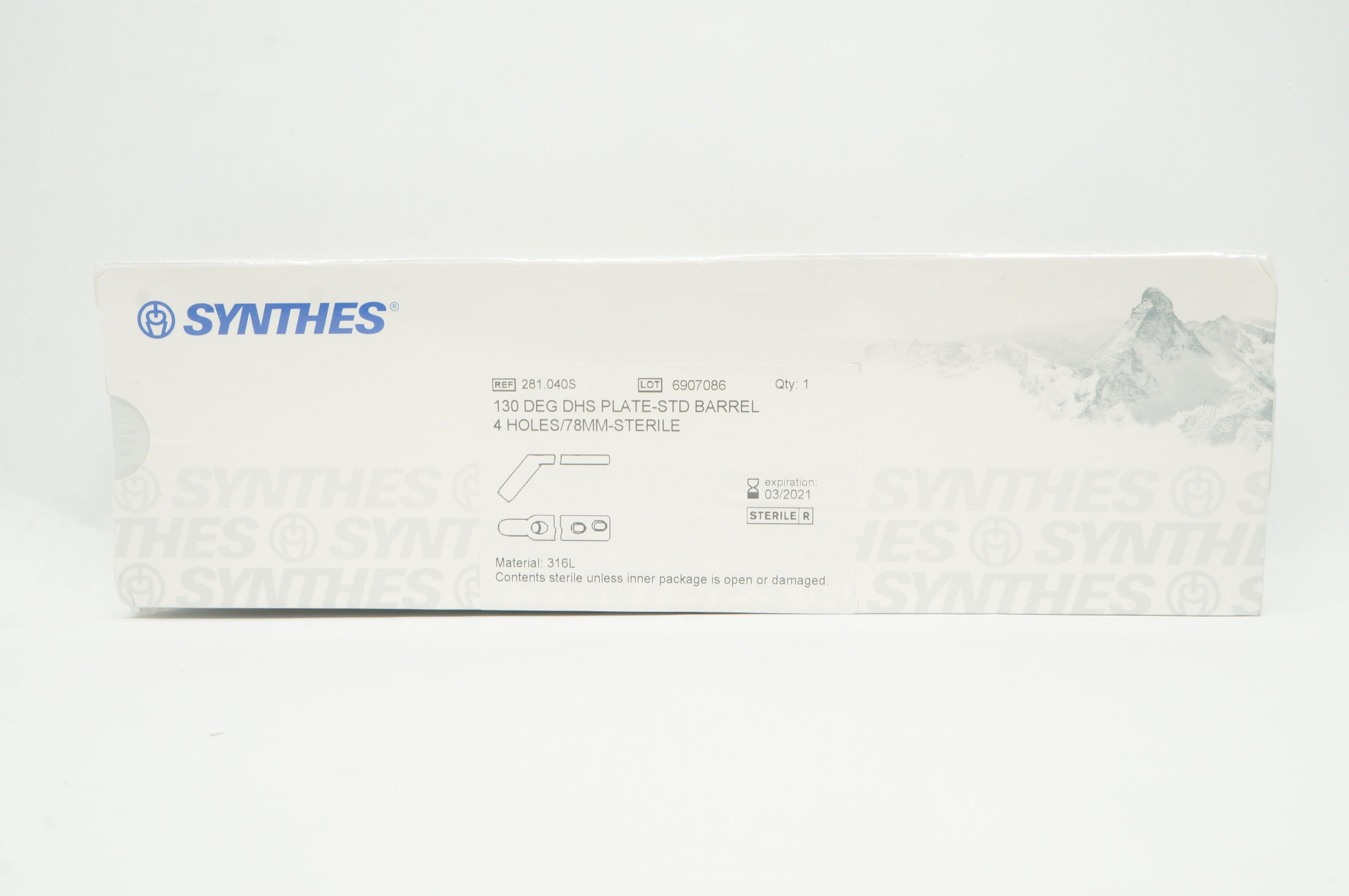 Synthes 281.040S 130 Deg DHS Plate-STD Barrel 4 Holes / 78mm (x)