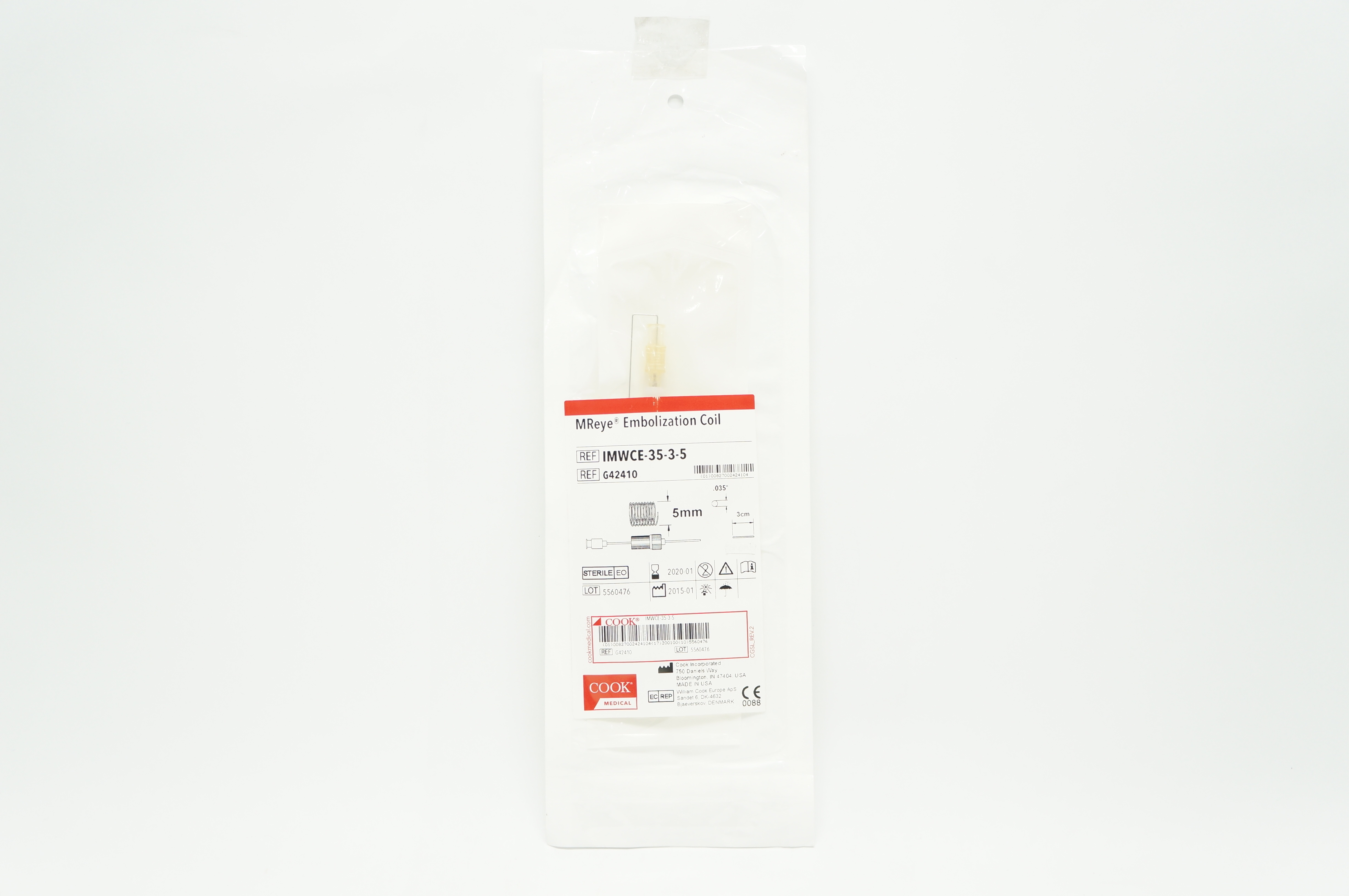 Cook Medical G42410 MReye Embolization Coil 5mm x 0.035inch x 3cm (x)