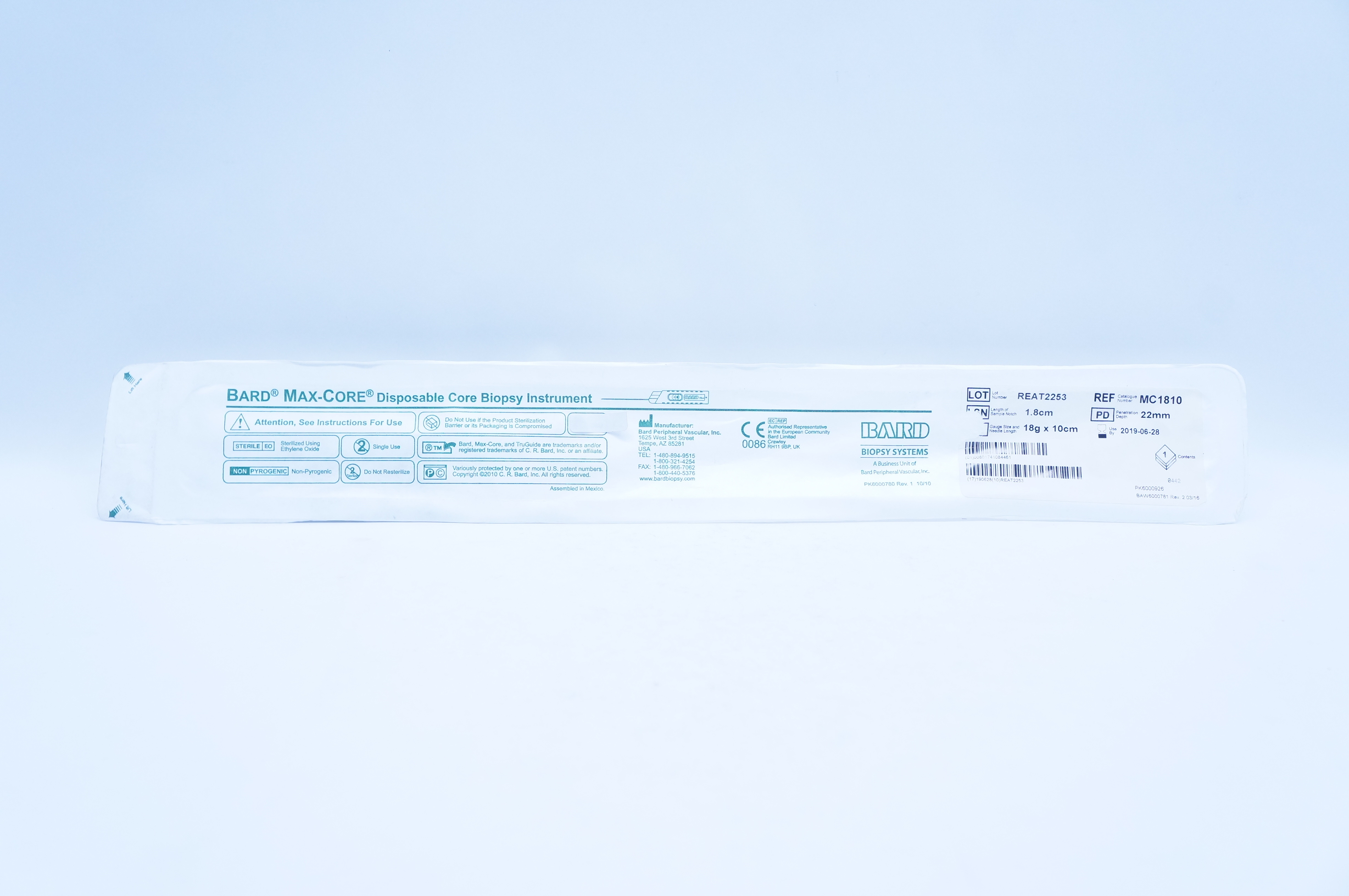 Bard MC1810 Max-Core Disposable Core Biopsy Instrument 18g x 1.8cm x 22mm (x)