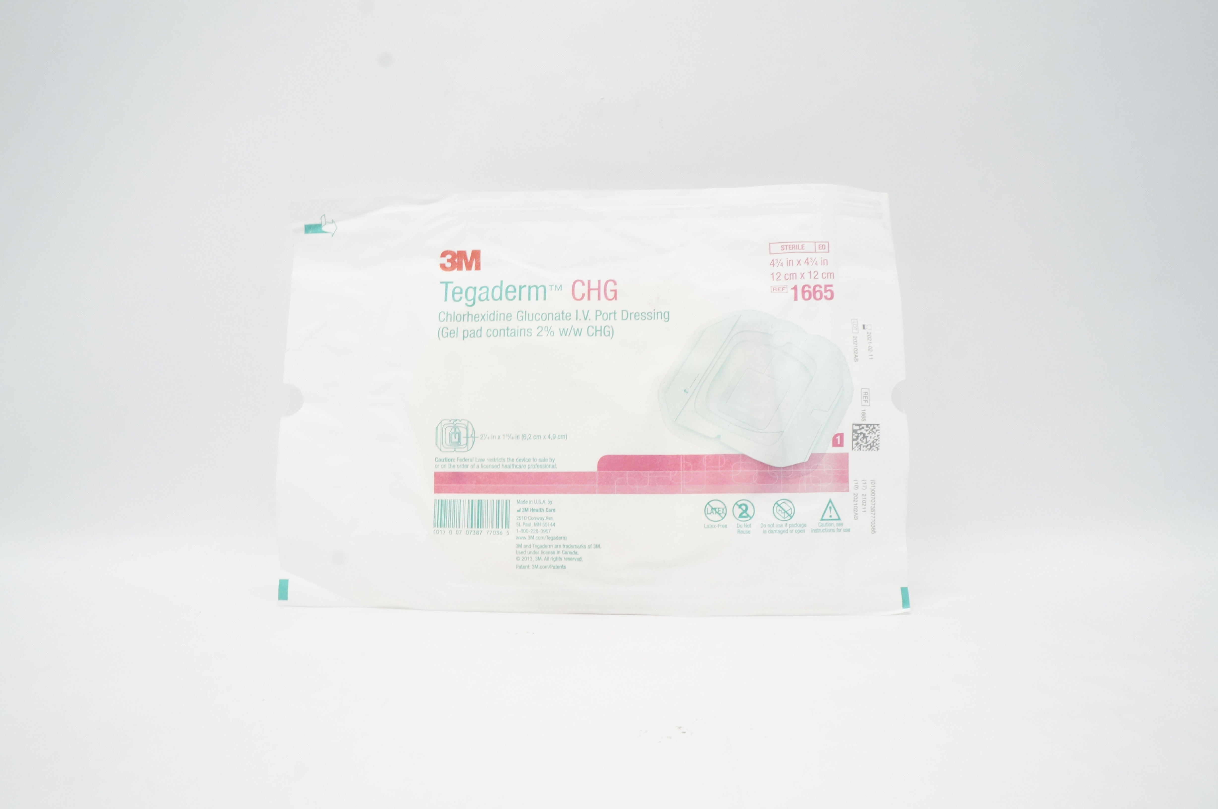 3M 1665 Tegaderm CHG Chlorhexidine Gluconate 4-3/4inch x 4-3/4inch (x)