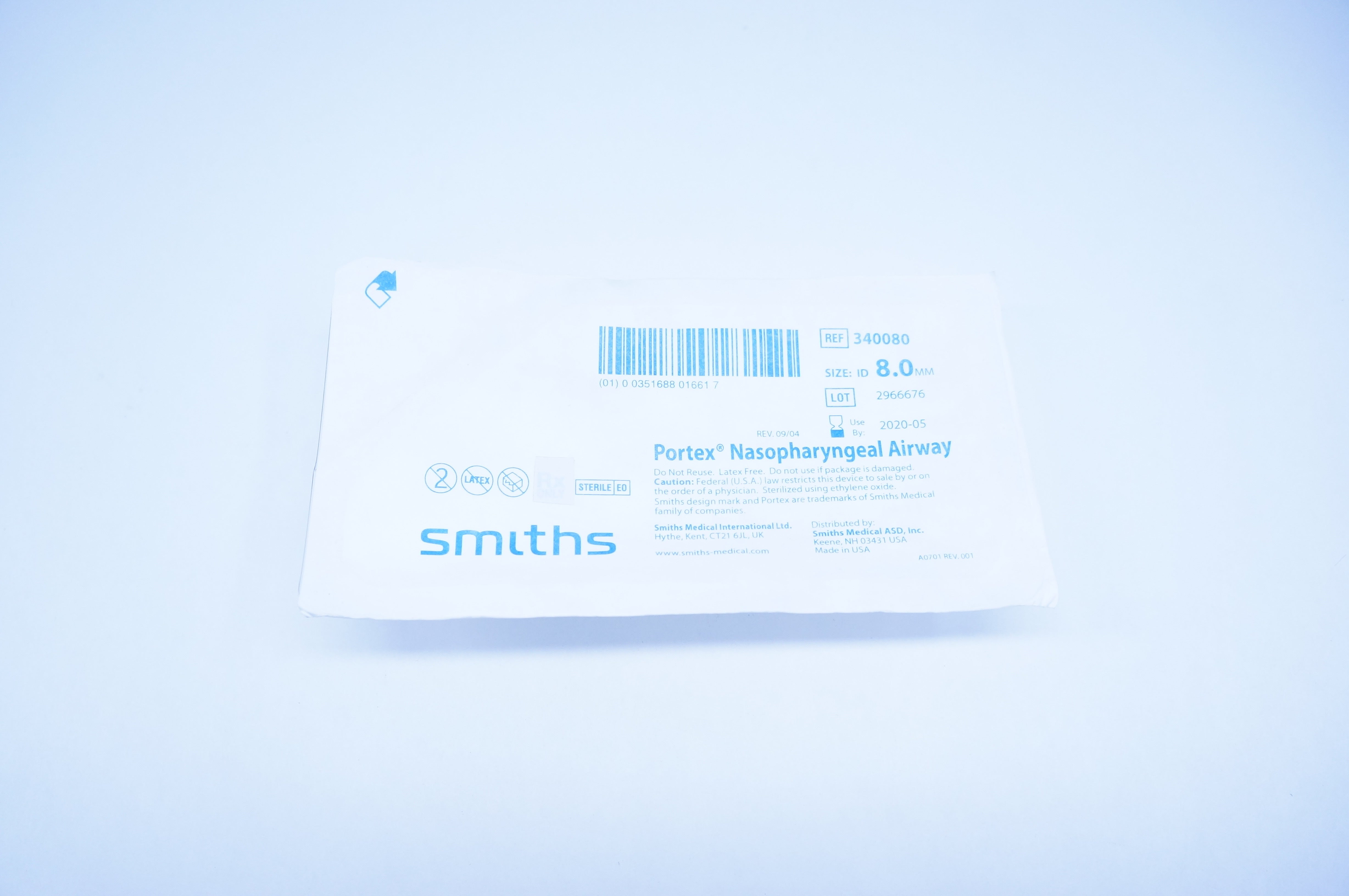 Smiths Medical 340080 Portex Nasopharyngeal Aireway ID 8.0mm (x)