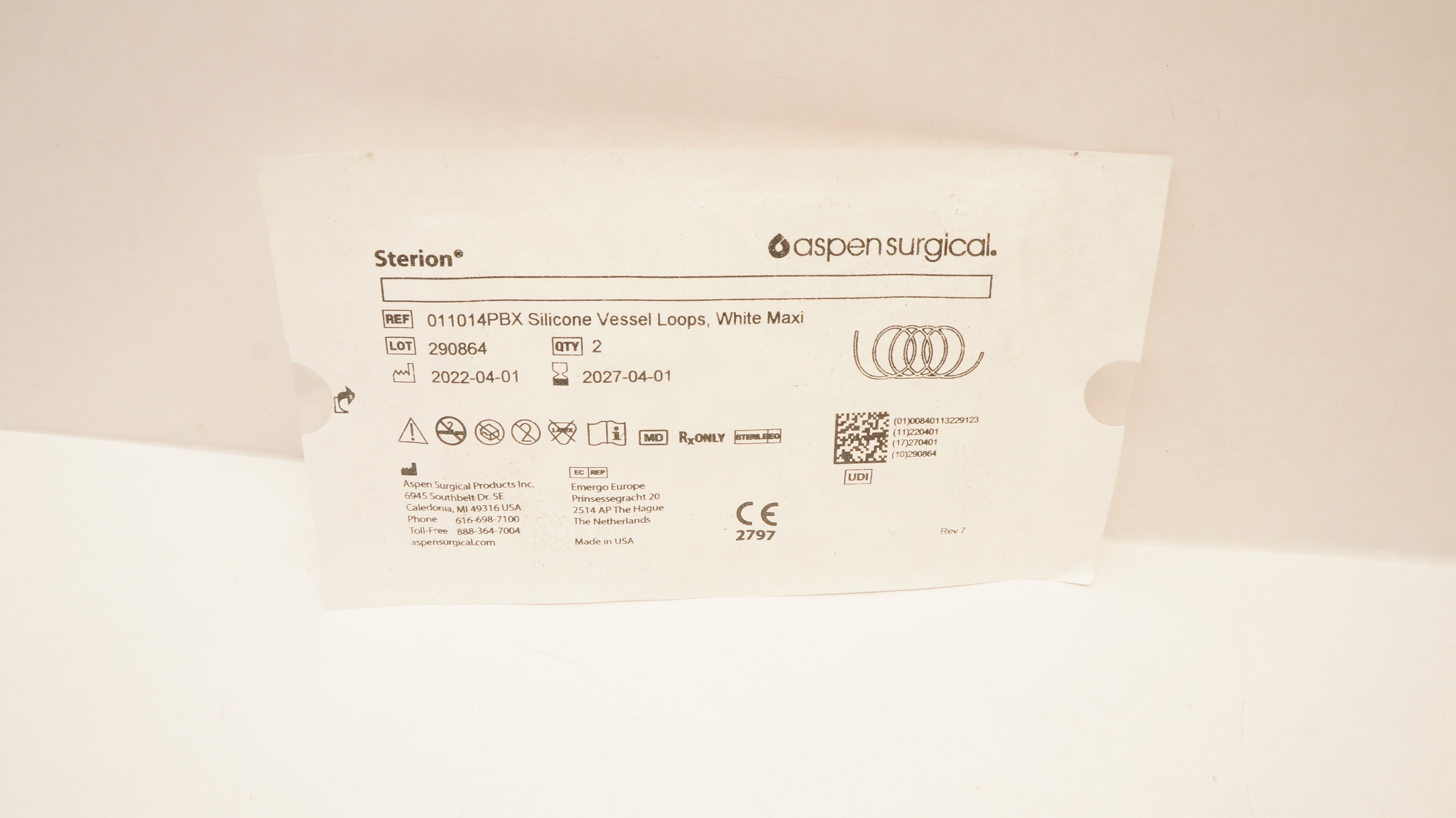 Aspen 011014PBX Sterion Silicone Vessel Loops, White Maxi - Pack of 2