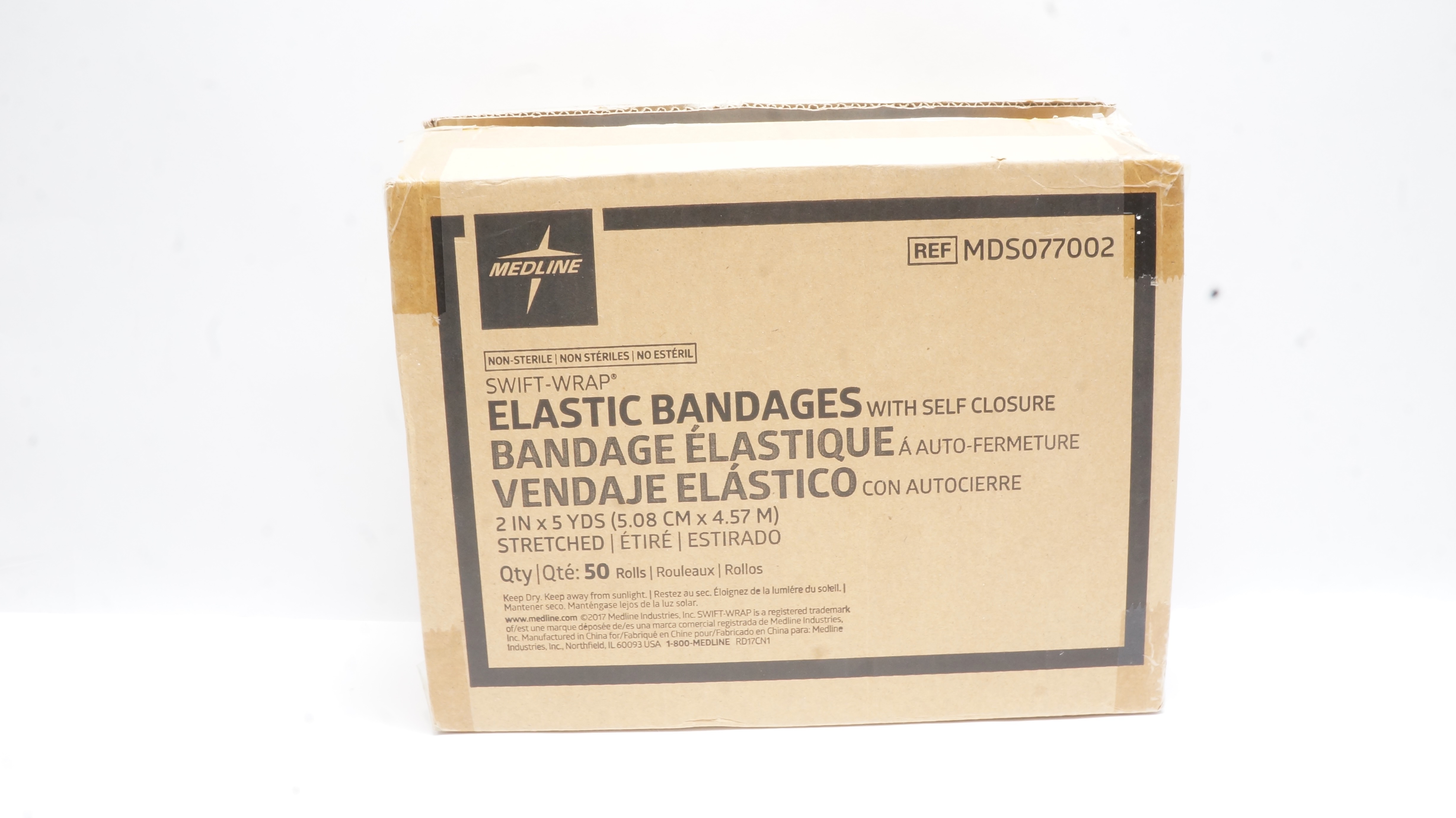 Medline MDS077002 Elastic Bandages W/Self Closure 2In x 5Yds - Box of 4 Rolls