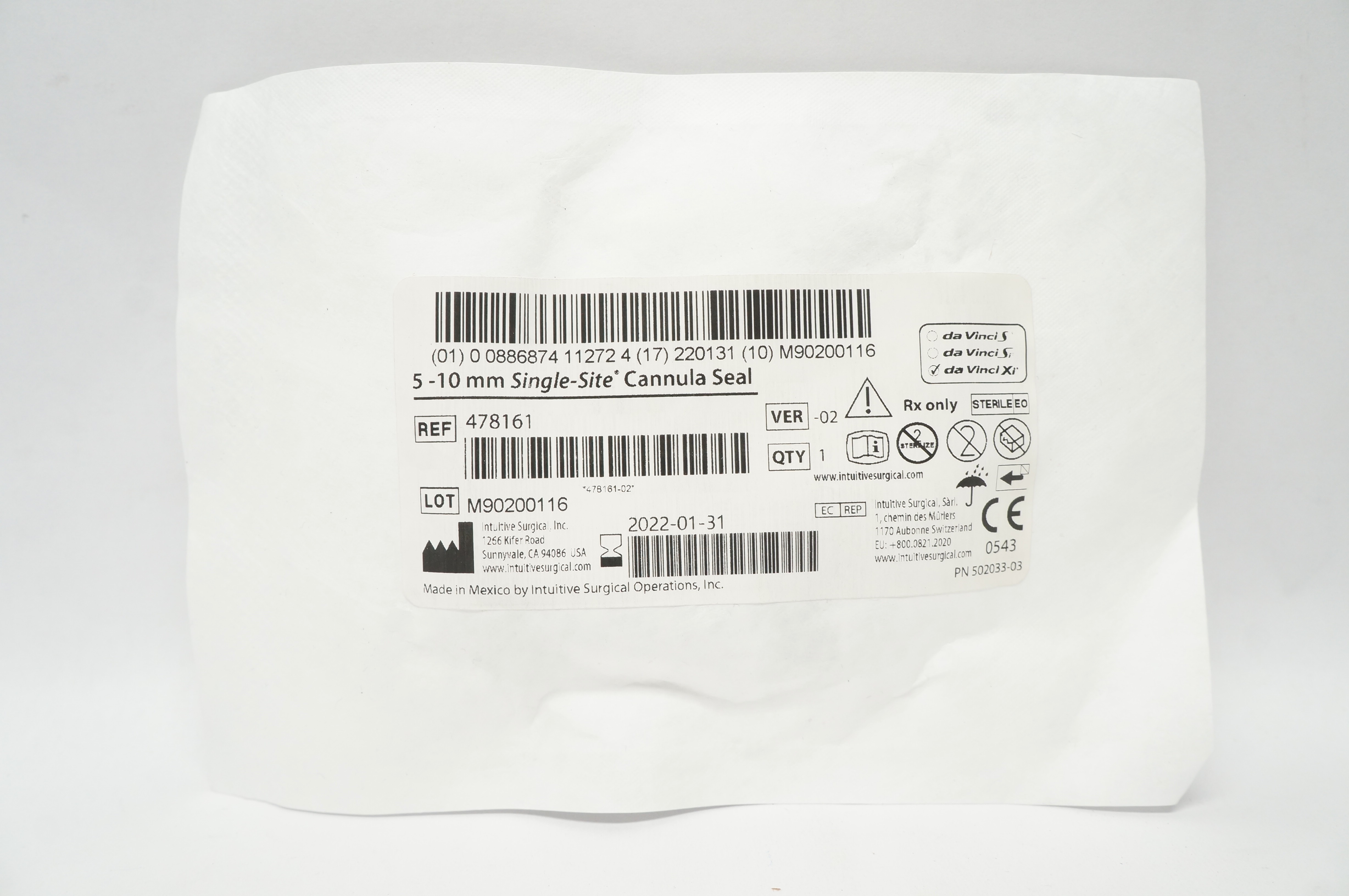 Institutive Surgical 478161 Da Vinci Xi Single -Site Cannula Seal 5mm - 10mm (x)