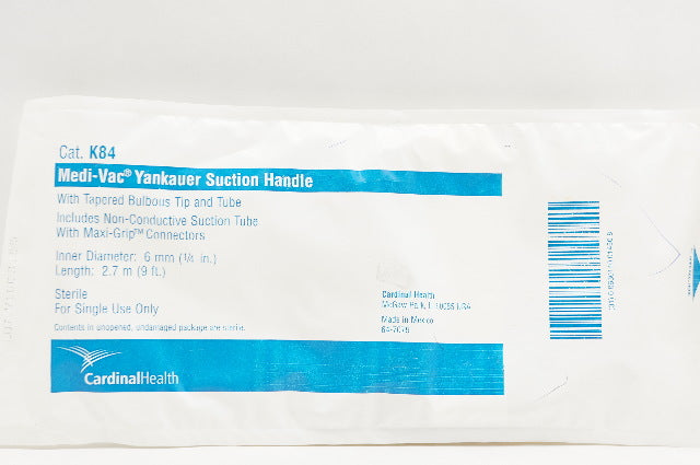 Cardinal Health K84 Medi-Vac Yankauer Suction Handle 1/4inch x 9 Ft.