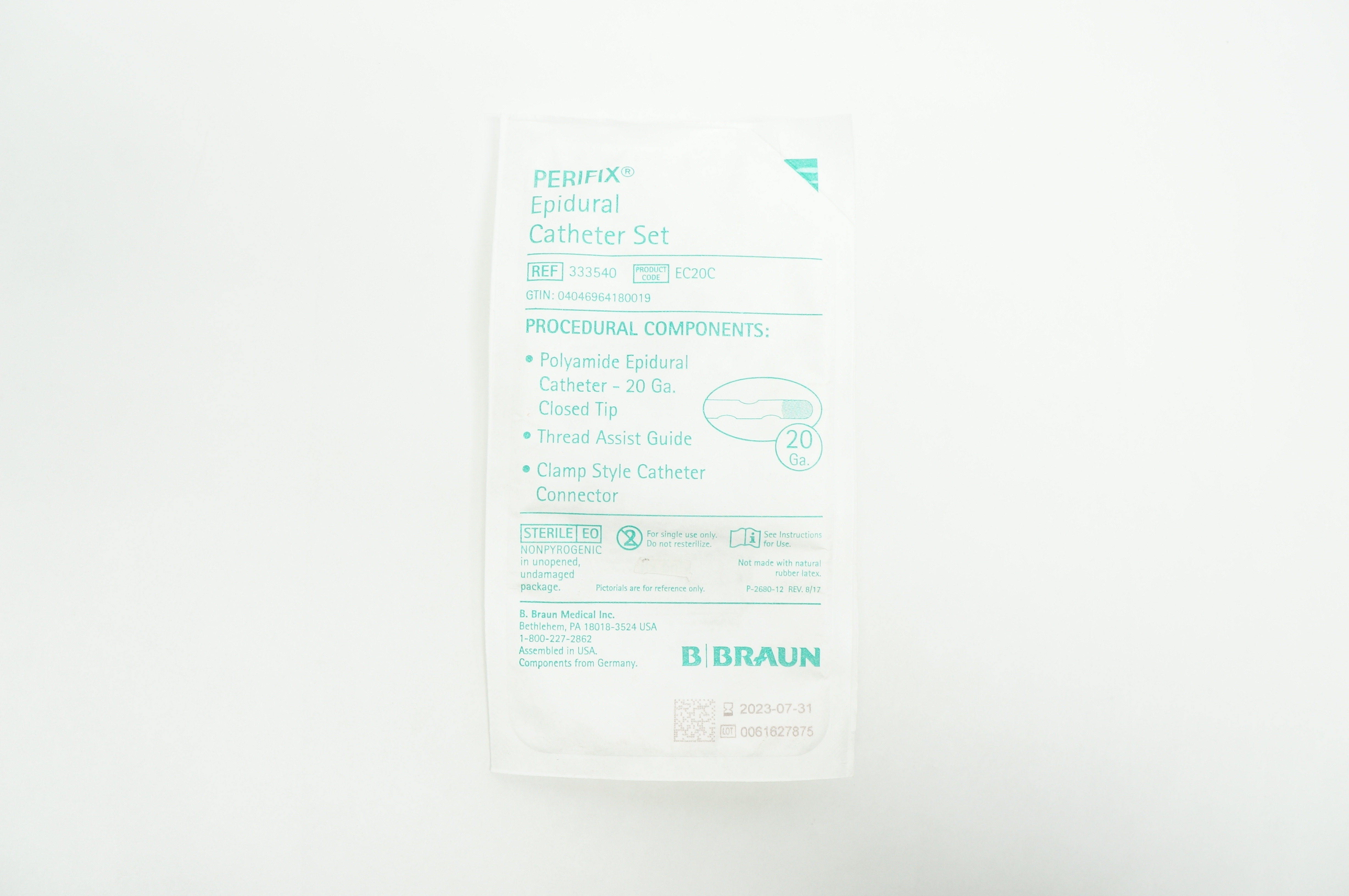 Braun 333540 Perifix Epidural Cath. Set 20 Ga (x)