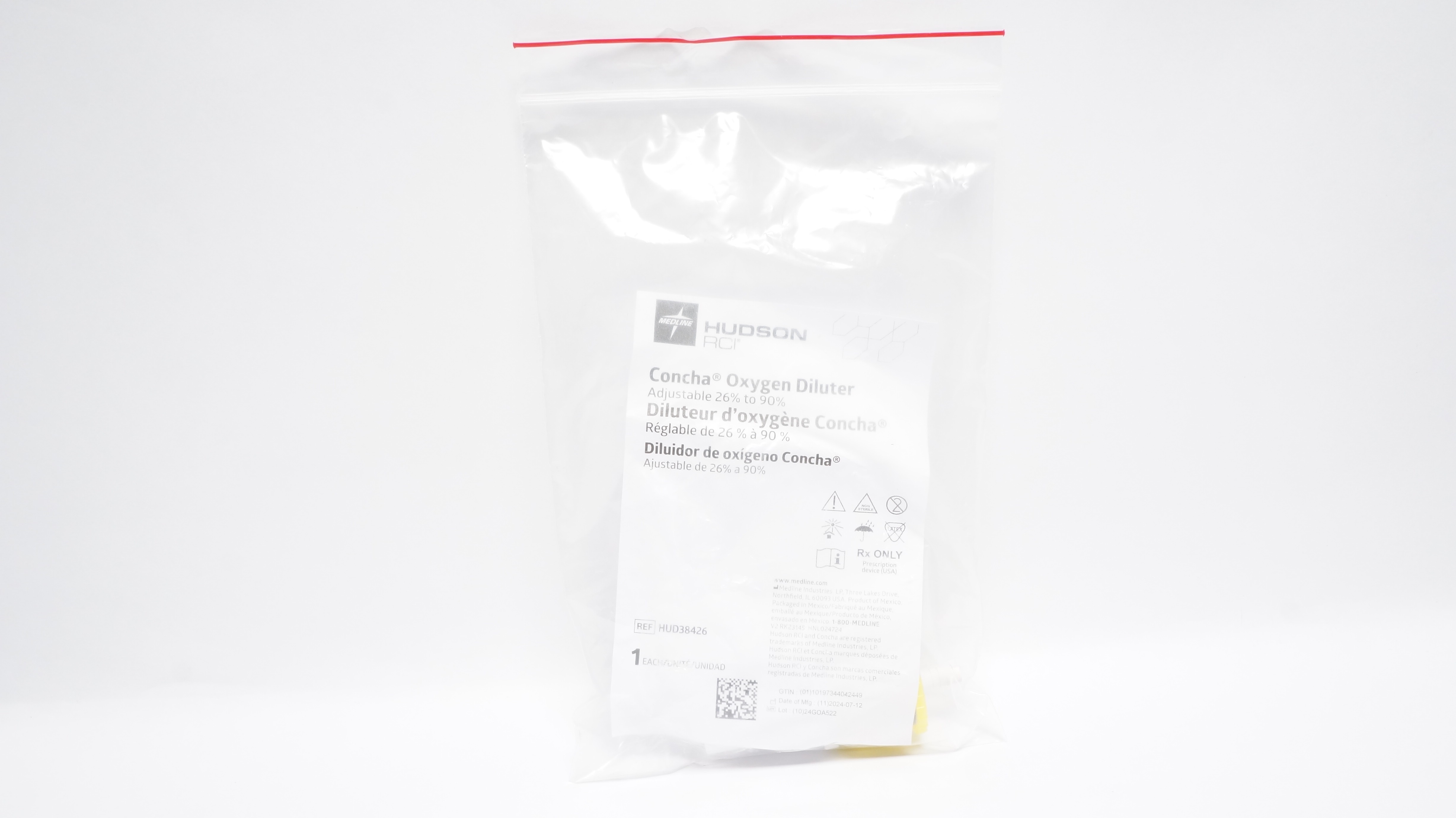 Medline HUD38426 Hudson RCI Concha Oxygen Diluter Adjustable 26% to 90%