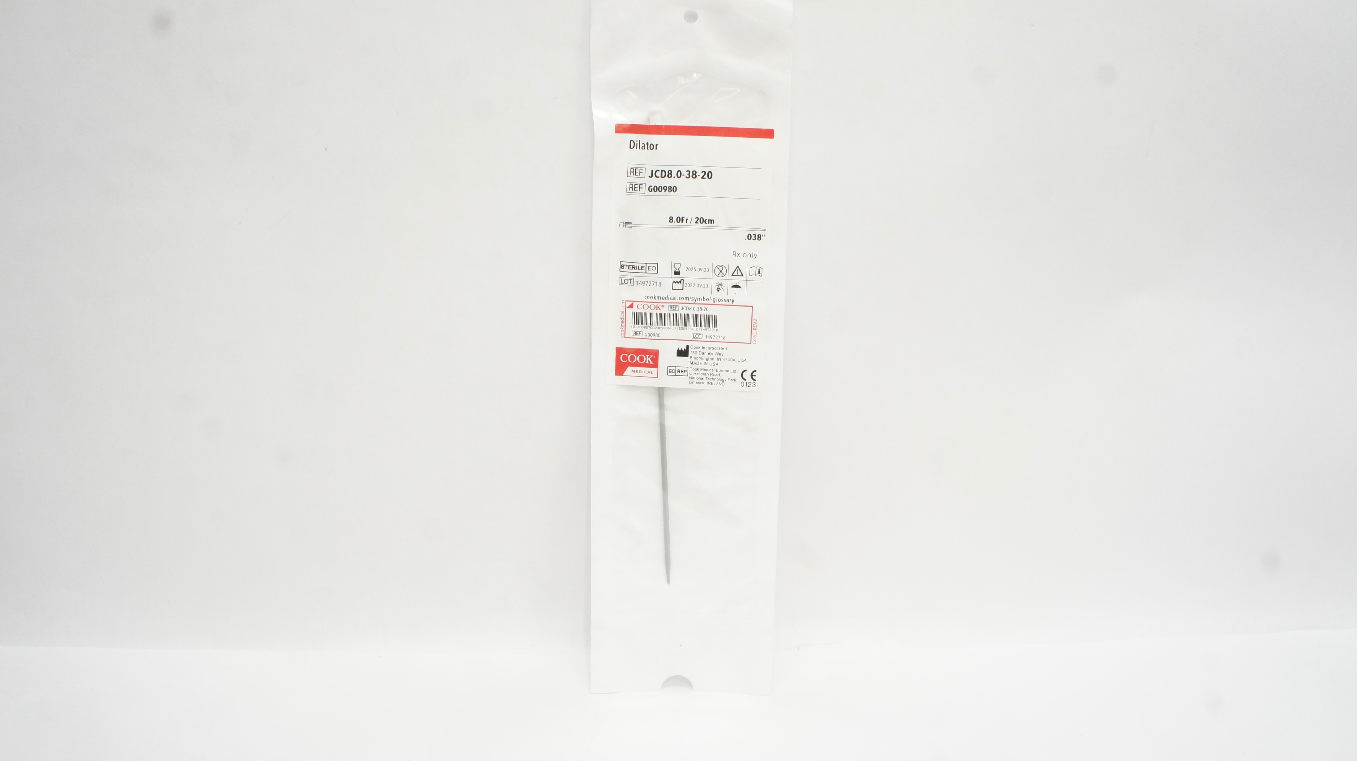 Cook Medical G00980 Dilator 8.0Fr x .038inch