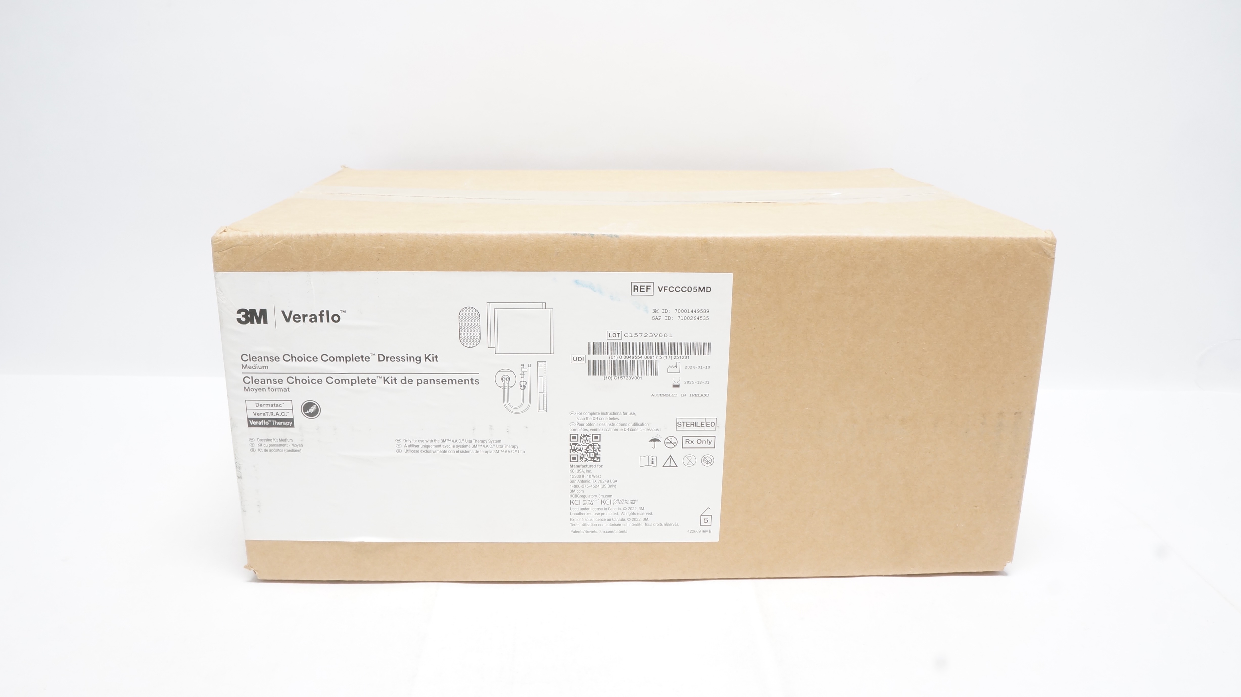 3M VFCCC05MD Veraflo Cleanse Choice Complete Dressing Kit, Medium - Box of 5 (x)