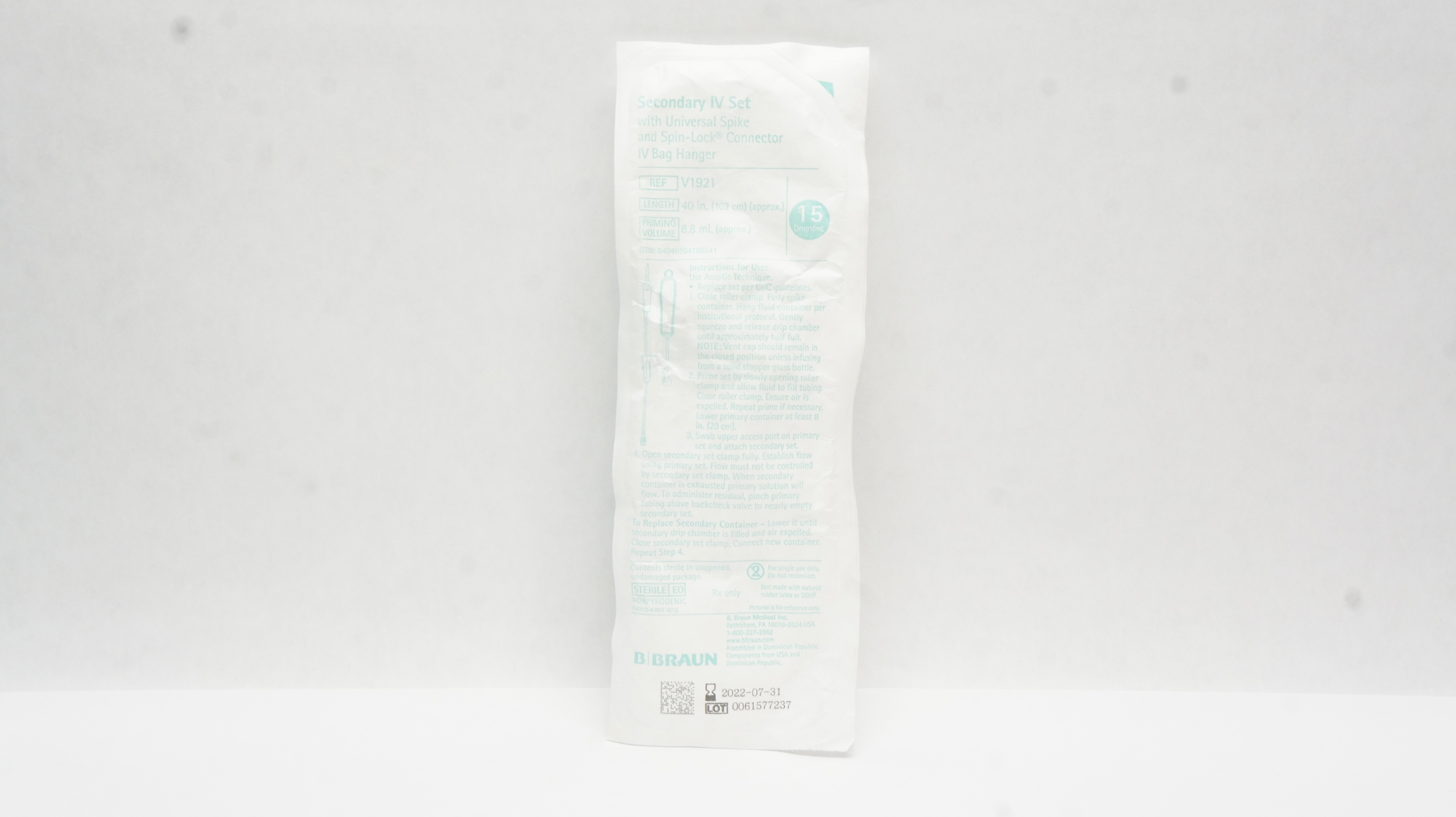 Braun V1921 Secondary IV Set 40inch x 8.8mL 15Drops/ml (x)