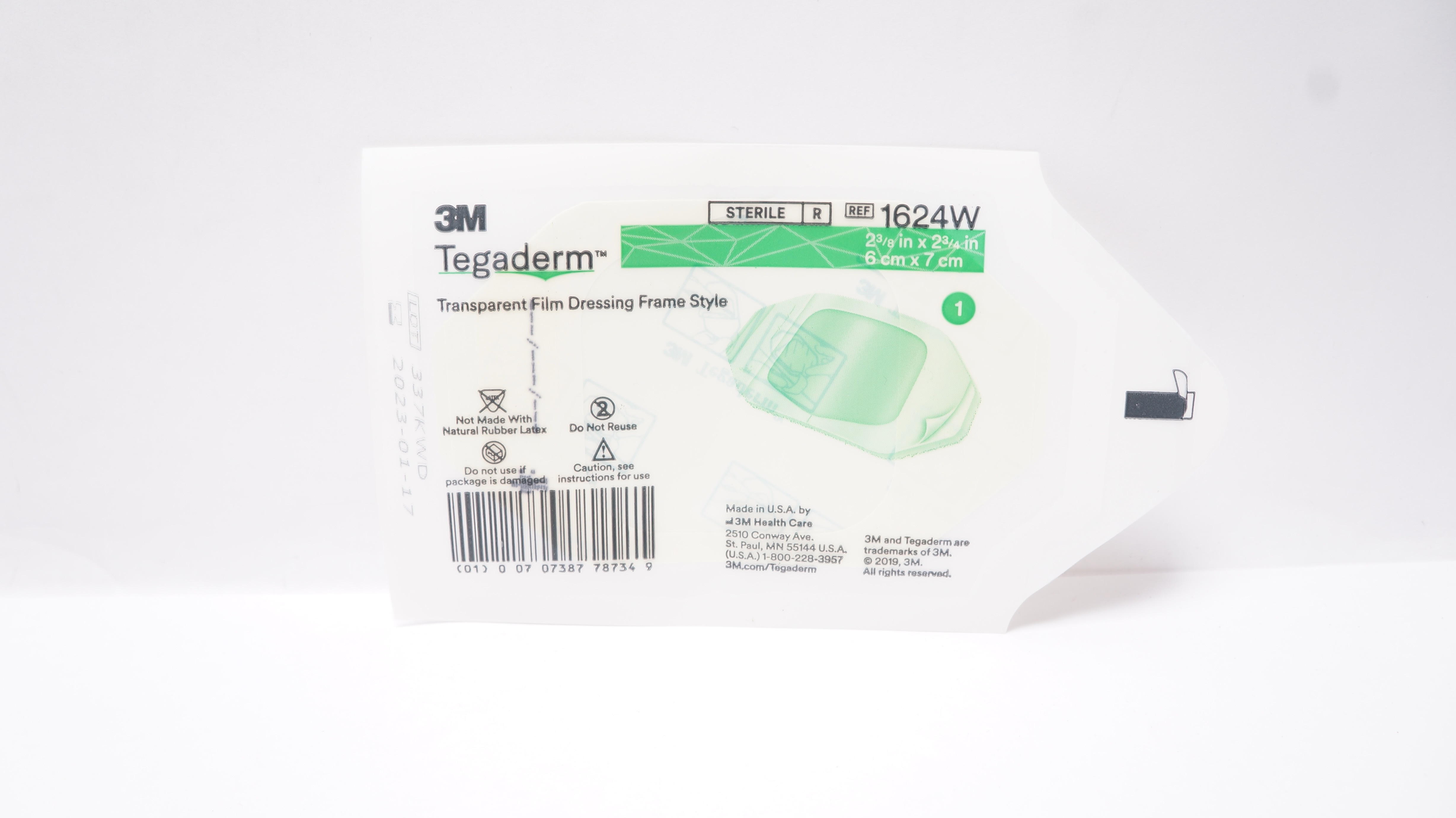 3M 1624W Tegaderm Transparent Film Dressing Frame Style 2-3/8 x 2-3/4 inch (x)