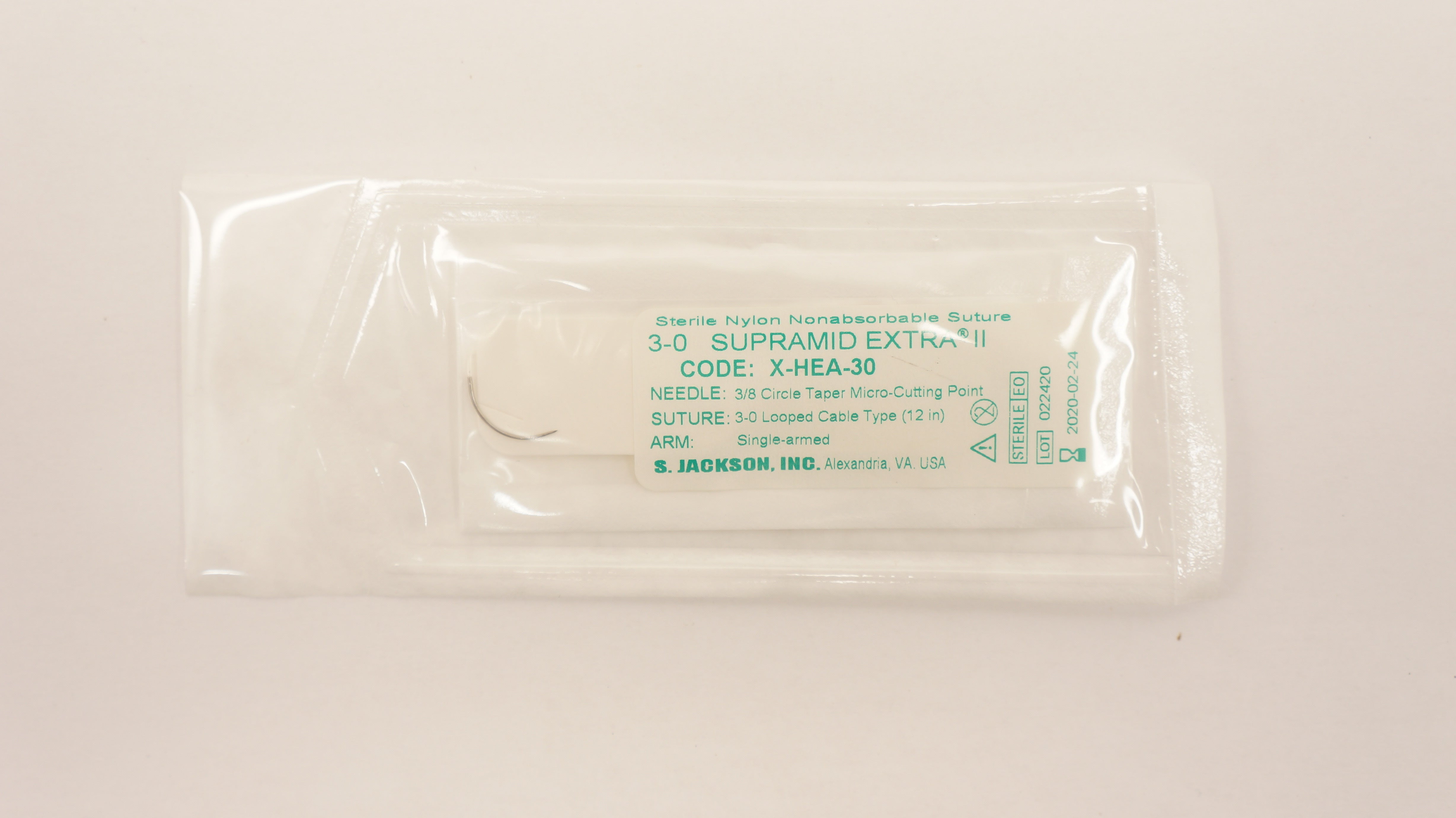 S. Jackson X-HEA-30 Stre 3-0 Supramid Extra II 3/8 Circle Taper, 12in. (x)