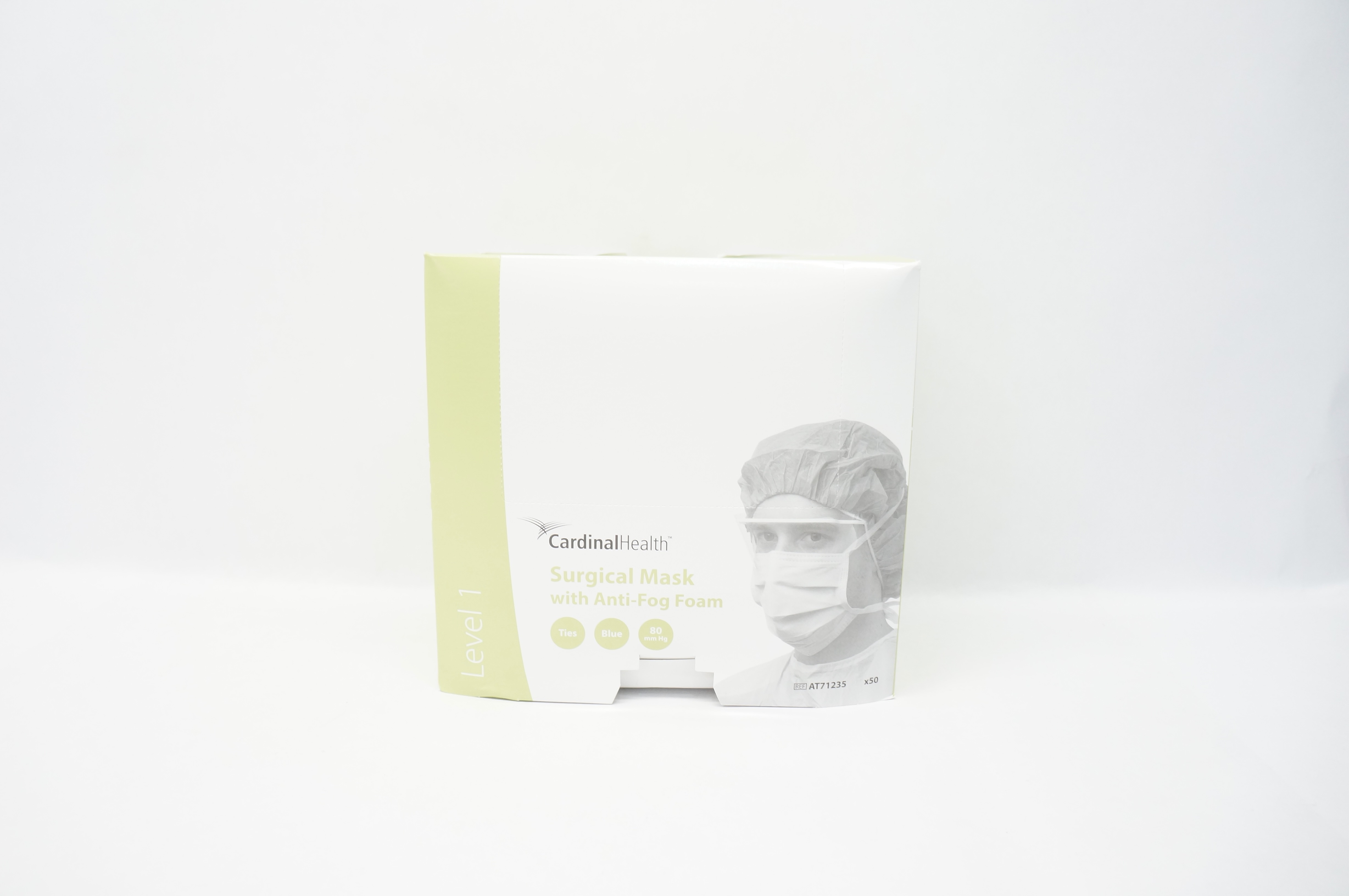 Cardinal Health AT71235 Surgical Mask w/Anti-Fog Foam, Blue 80mm Hg - Box of 50