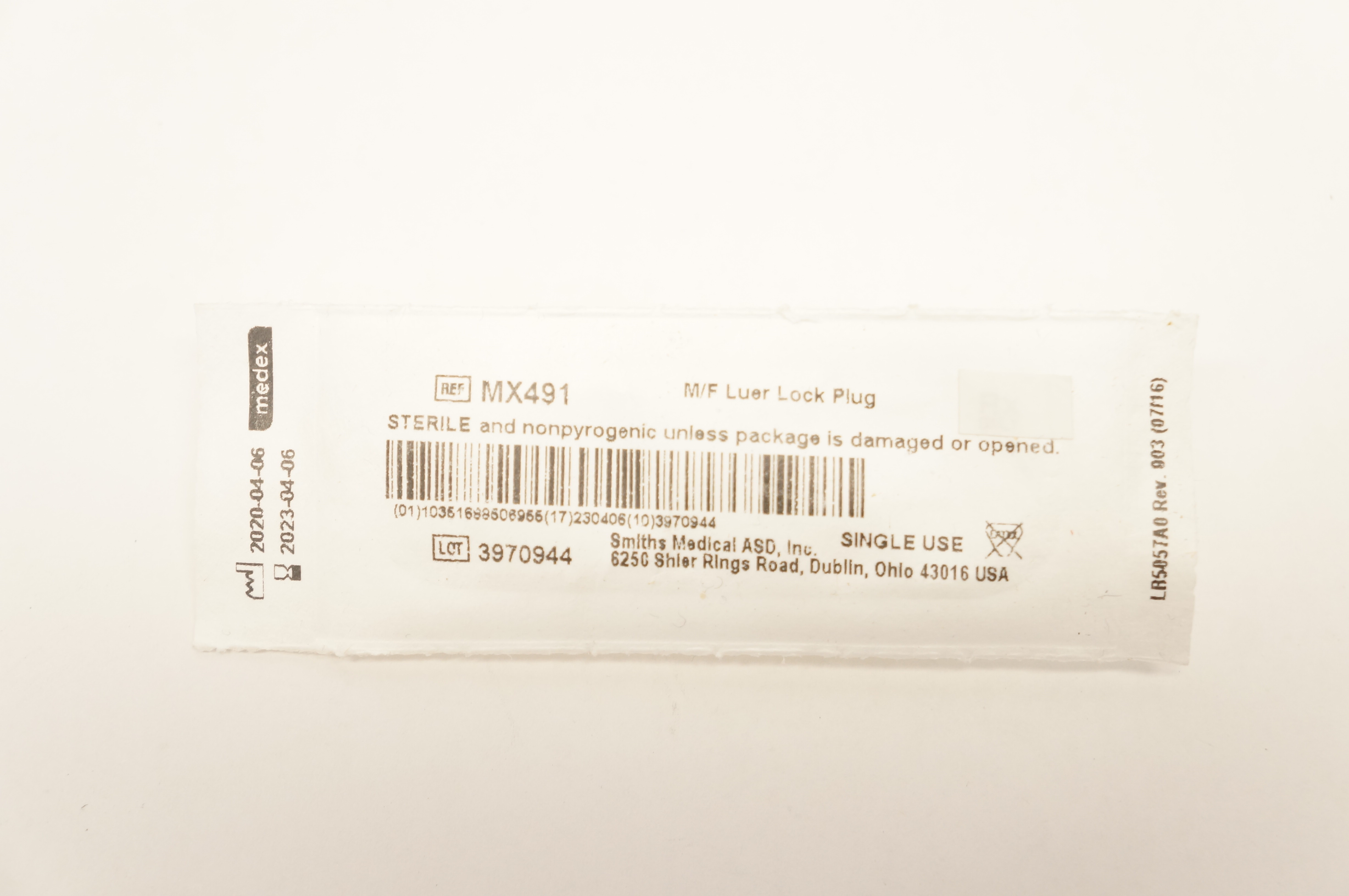 Smiths Medical MX491 Medex M/F Luer Lock Plug