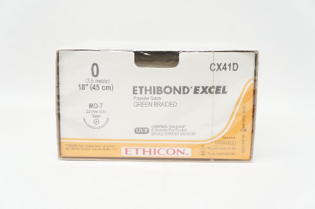 Ethicon CX41D 0 Ethibond Excel Stre MO-7 22mm 1/2c Taper, 18 inch (x) - CR/8