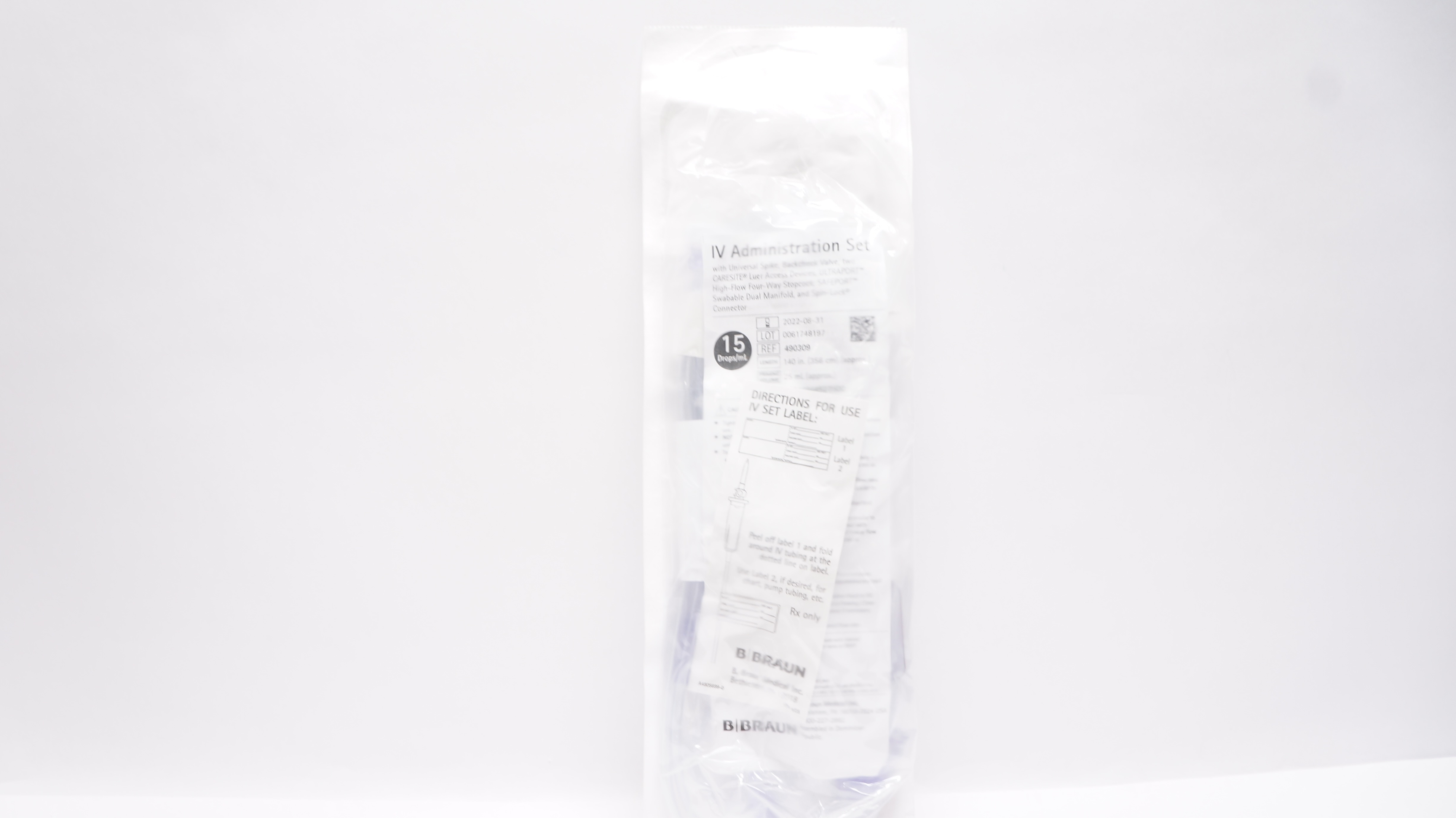 Braun 490309 IV Administration Set 140inch 25ml 15Drops/mL (x)