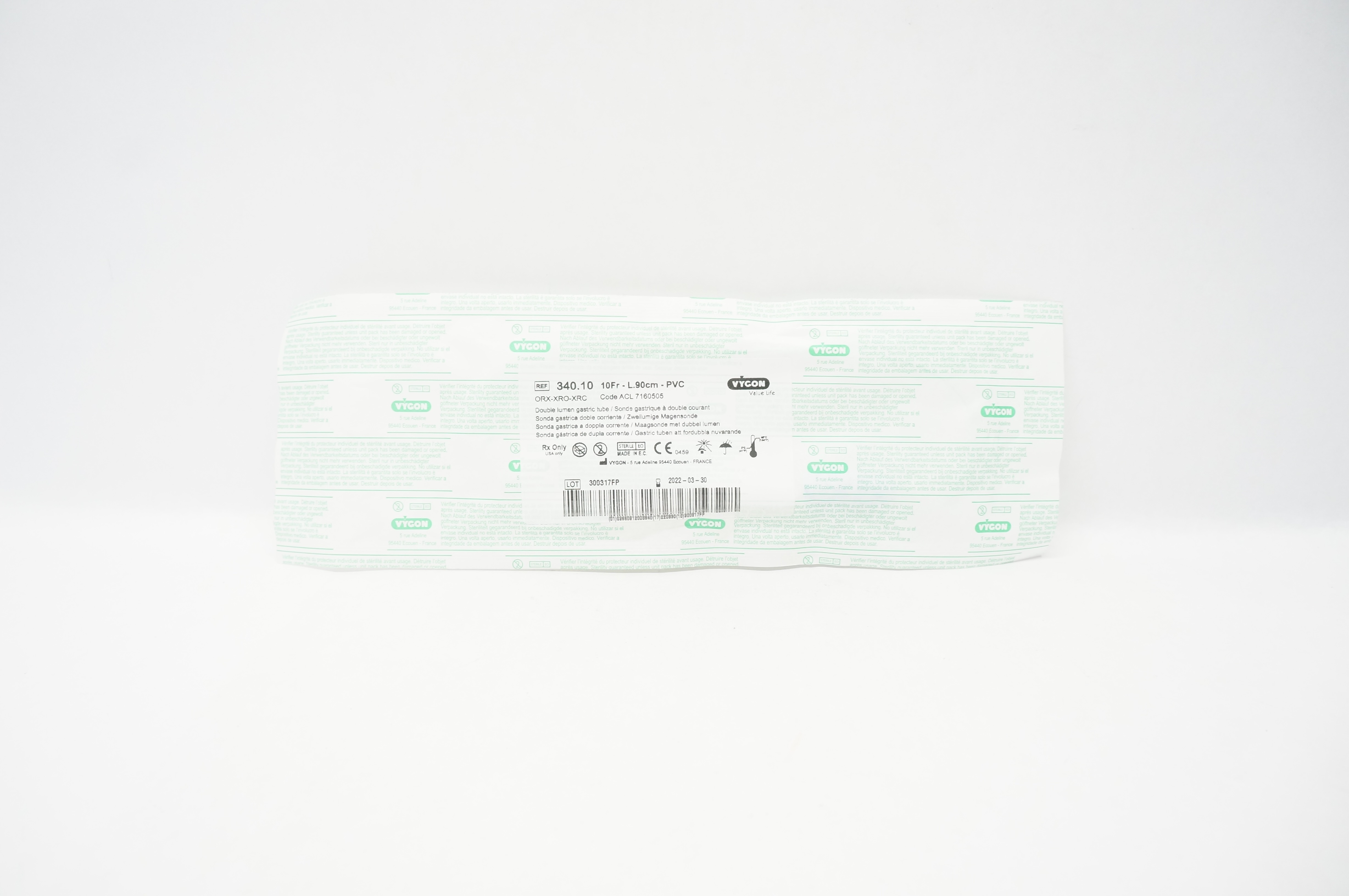 Vygon 340.10 Double Lumen Gastric Tube 10Fr x 90cm (x)