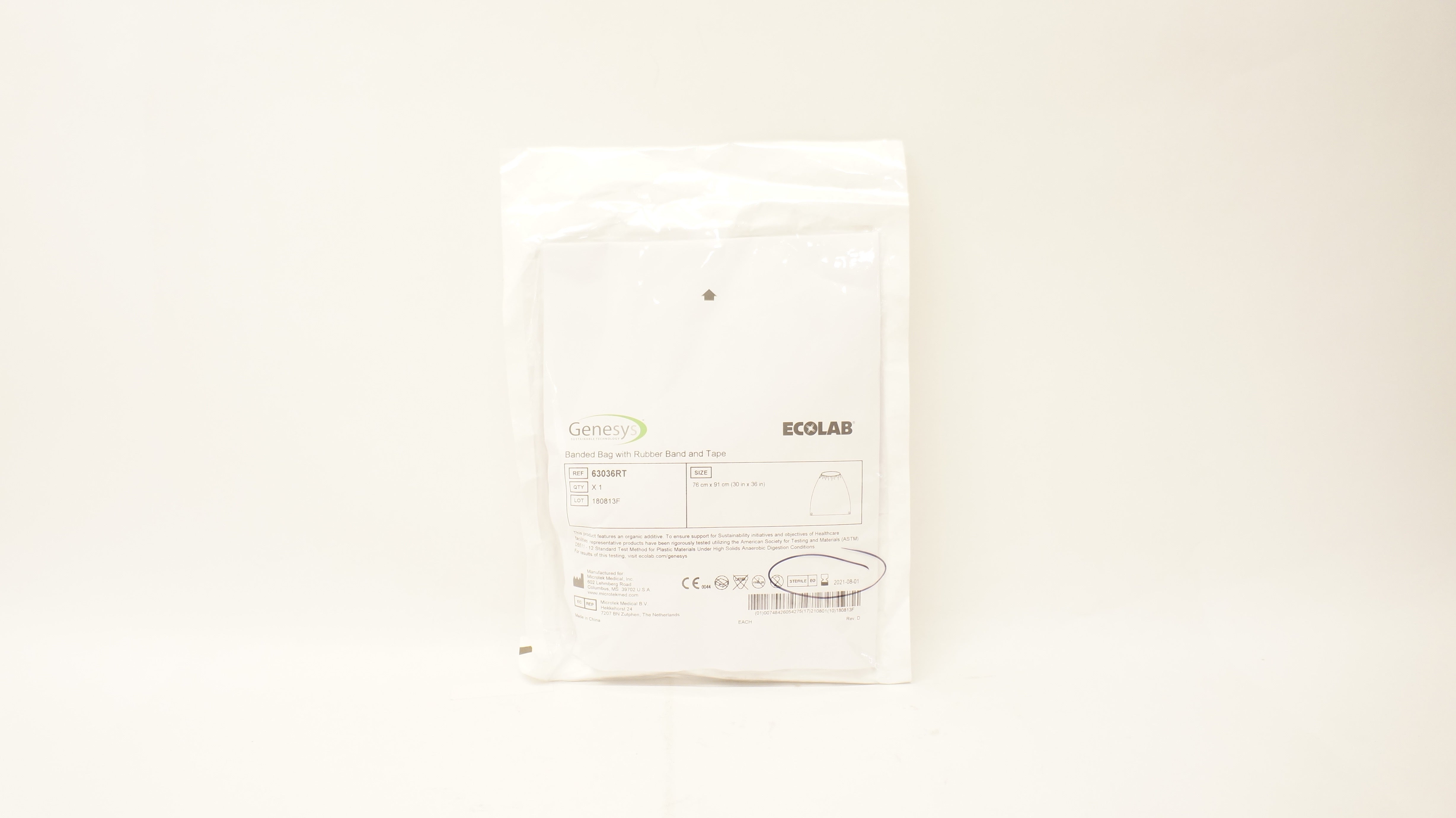 Microtek 63036RT Genesys Banded Bag with Rubber Band and Tape 30 x 36inch (x)