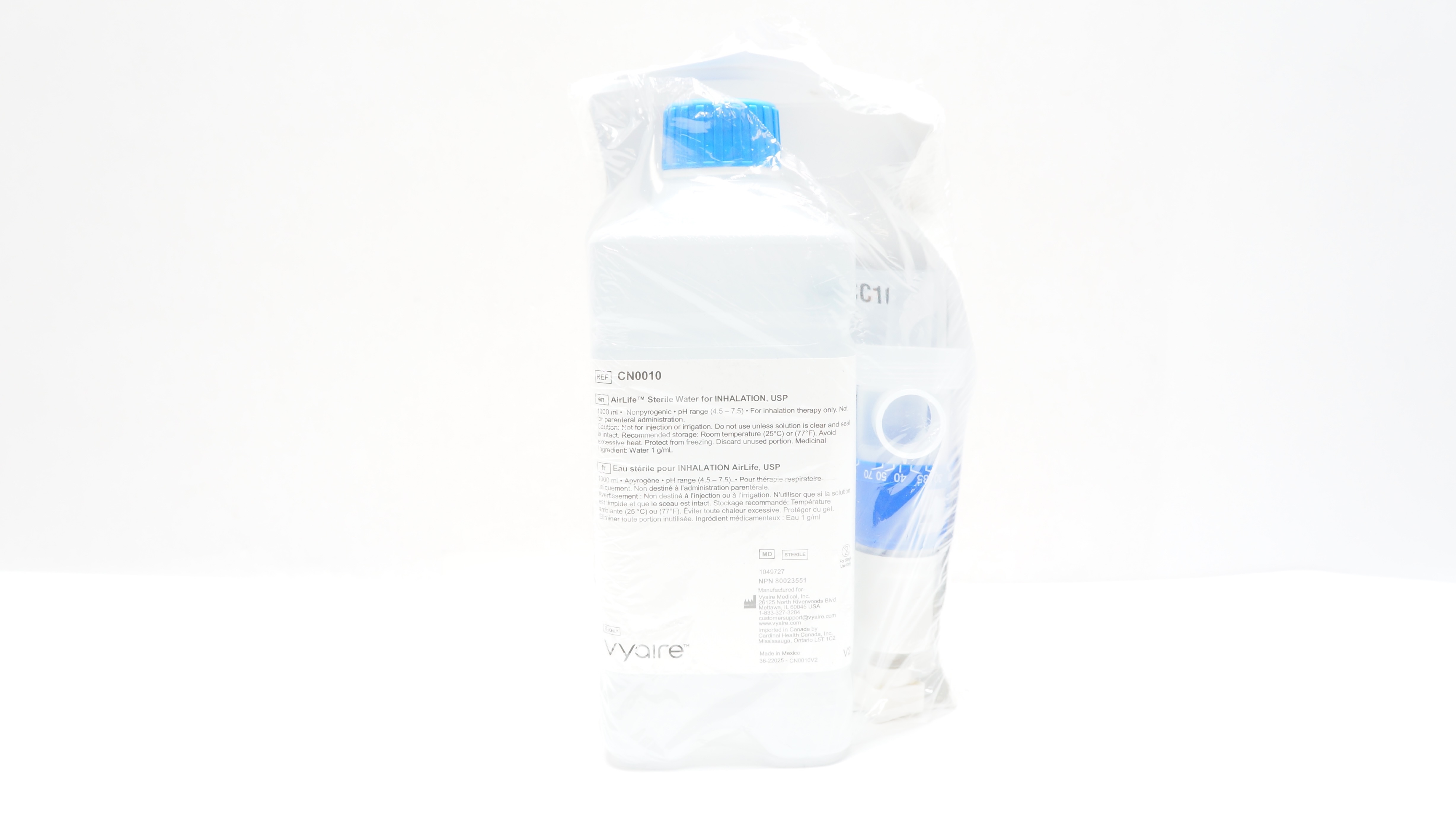 Vyaire CN0010 AirLife Sterile Water for Inhalation, USP, 1000mL