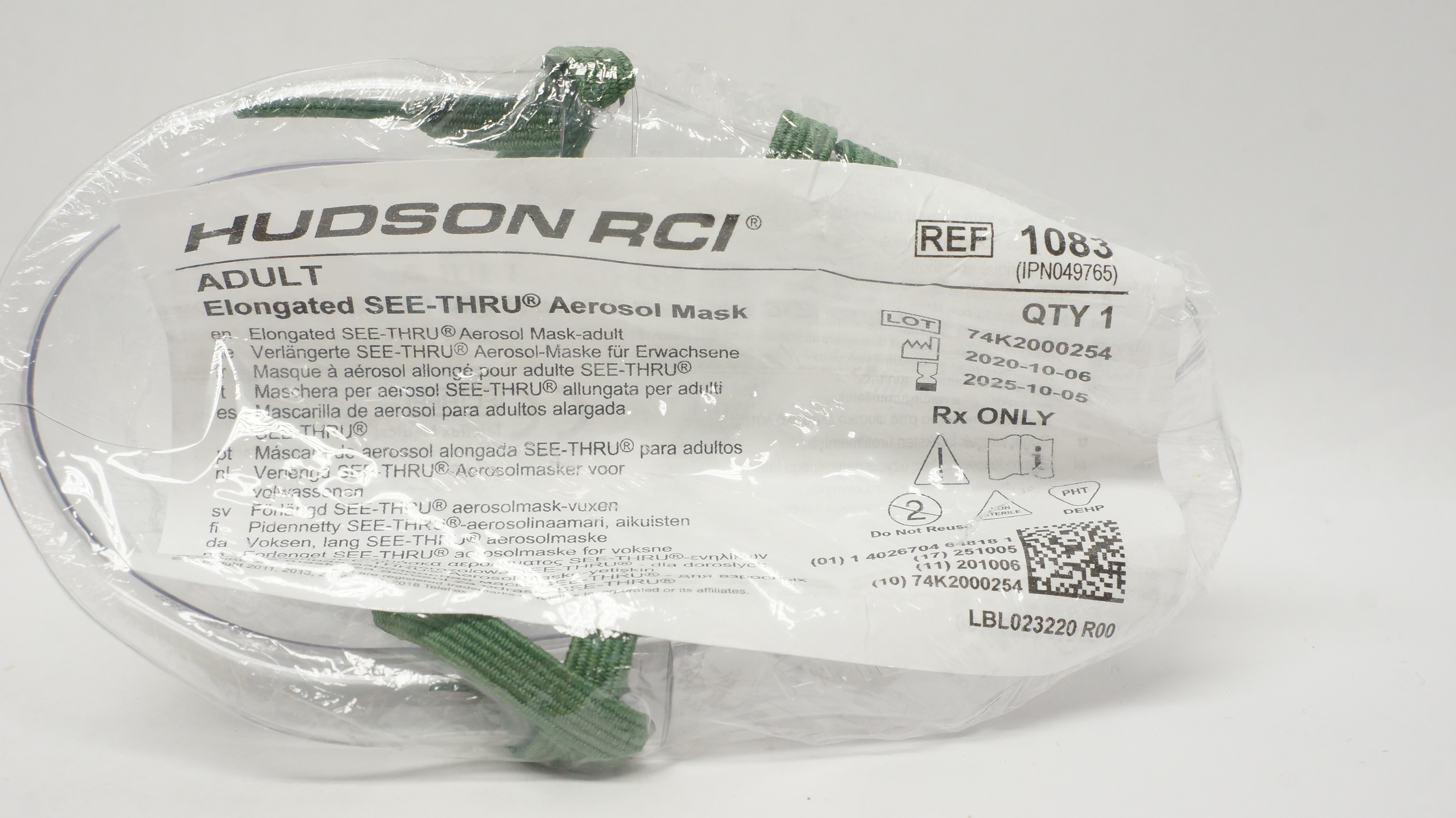 Hudson RCI 1083 Teleflex Elongated SEE-THRU Aerosol Mask Adult