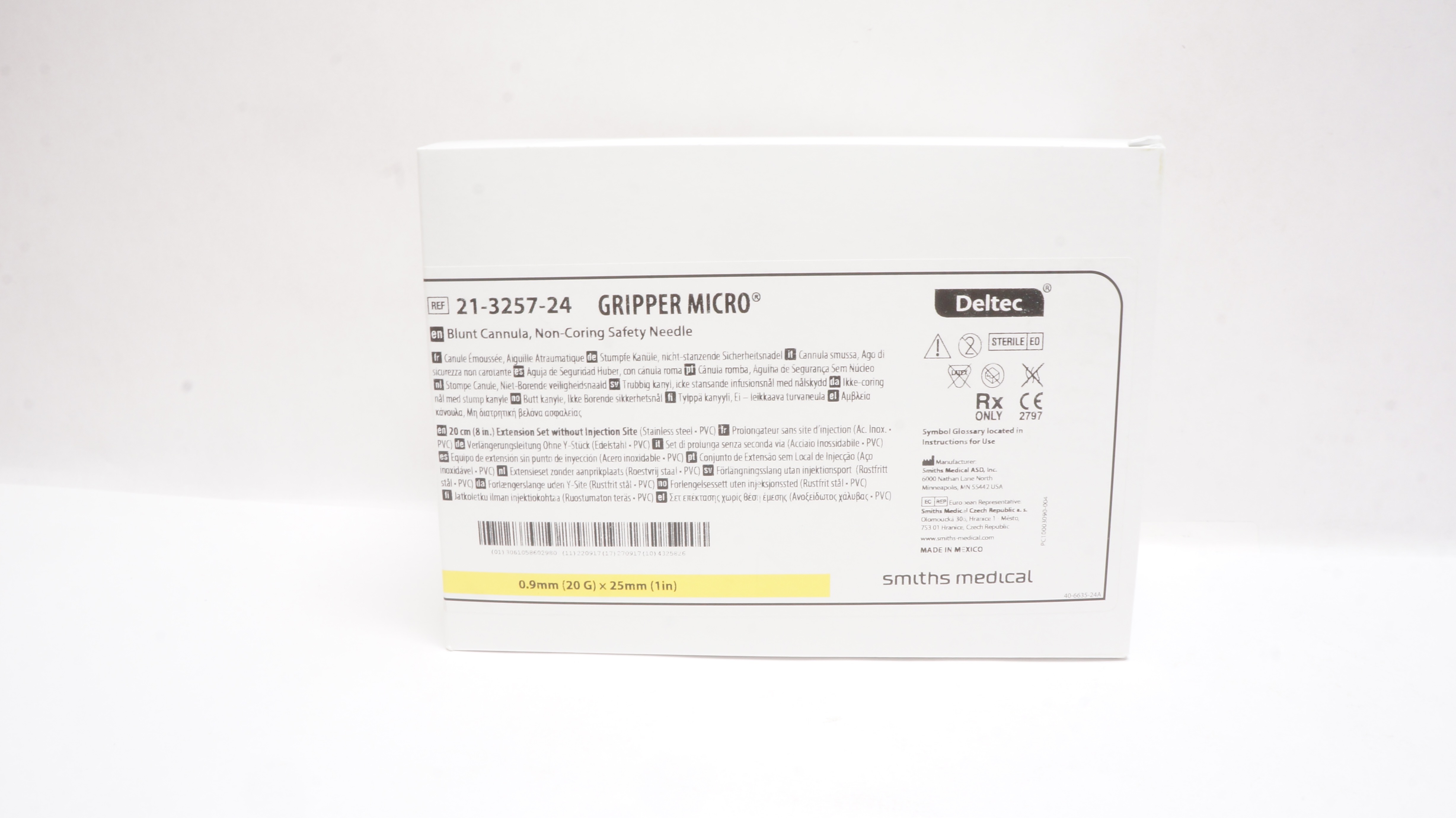 Smiths Medical 21-3257-24 Deltec Gripper Micro Blunt Cannula 8inx0.3mL-Box of 12