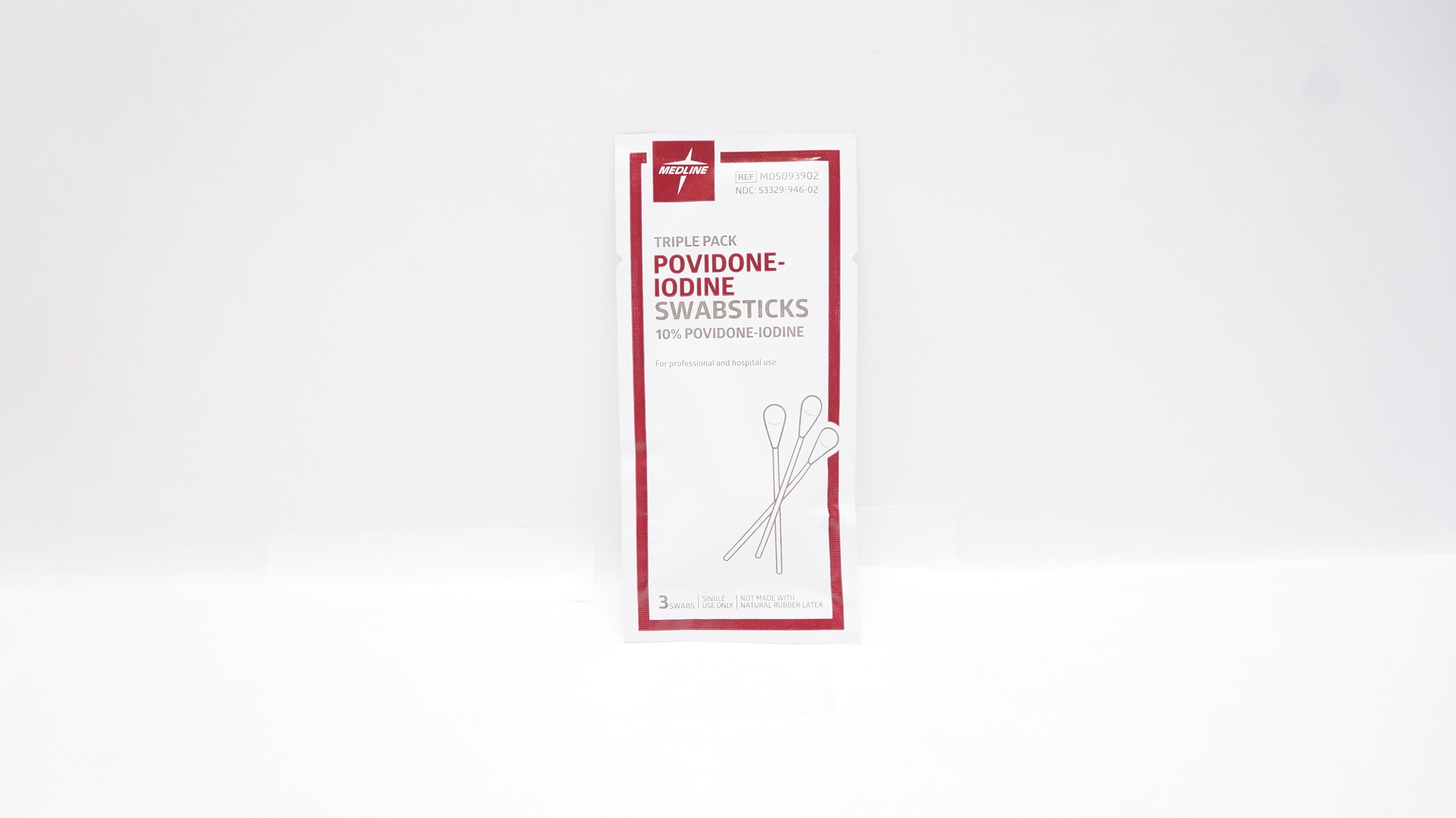 Medline MDS093902 Triple Pack 10% Povidone-Iodine Swabsticks - Pack of 3