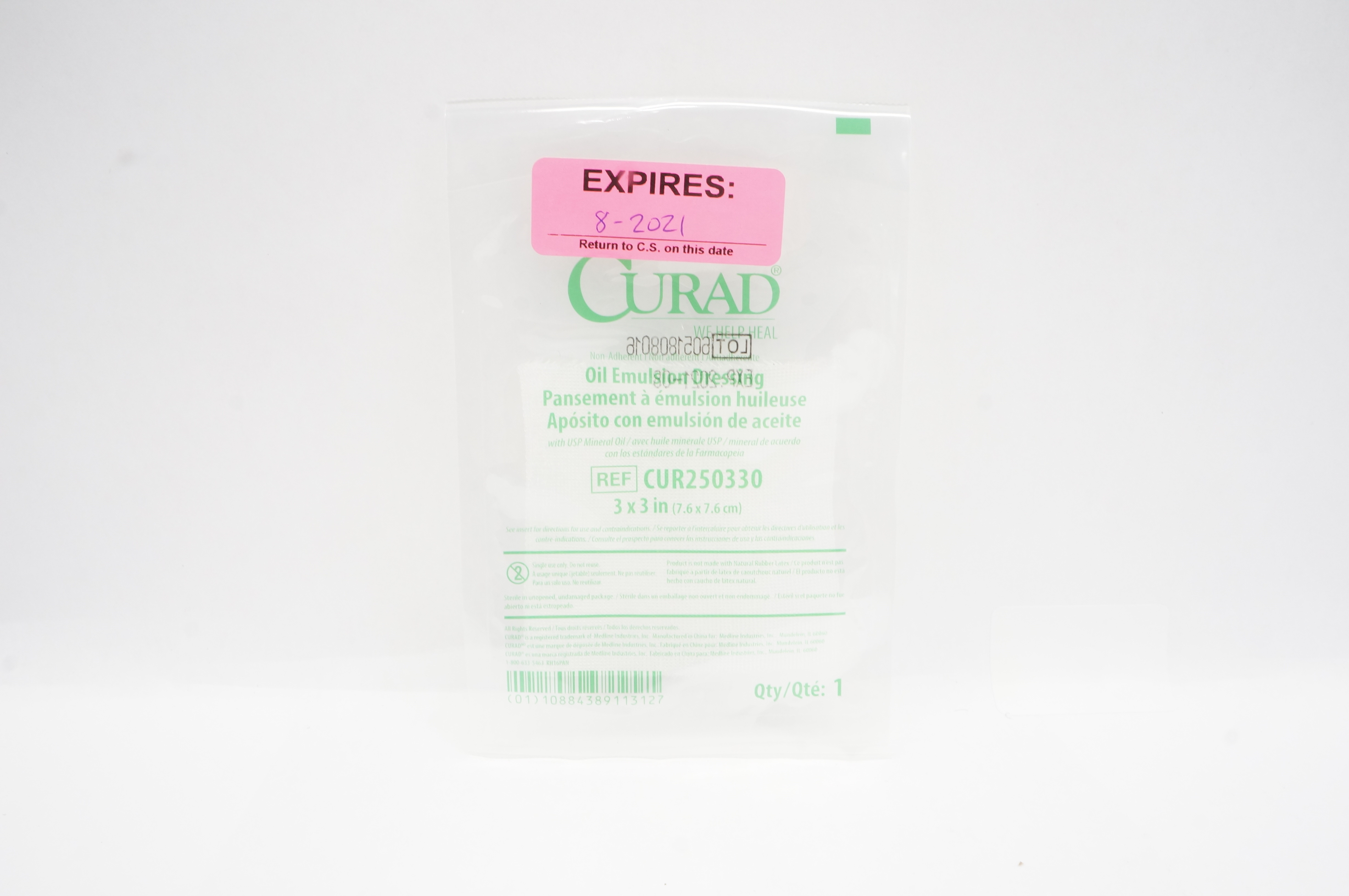 Medline CUR250330 Curad Non-Adherent Oil Emulsion Dressing 3inch x 3inch (x)