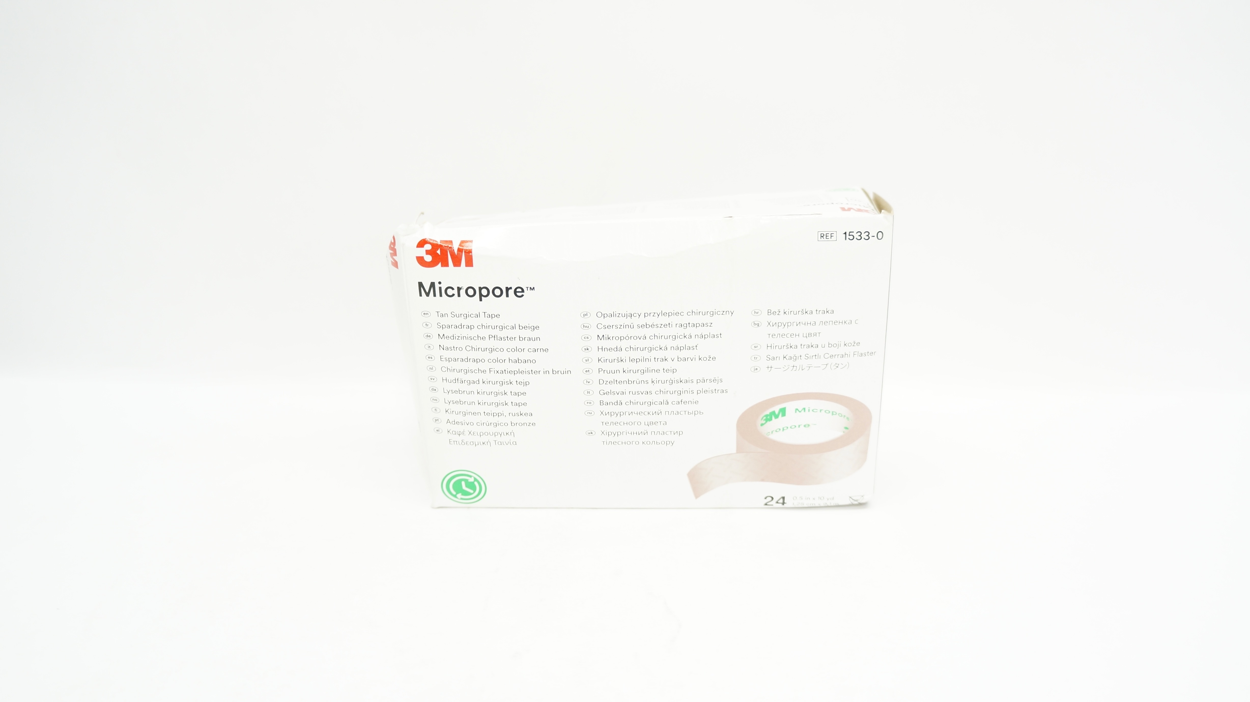 3M 1533-0 Micropore Surgical Tape 0.5inch x 10yd. - Box of 24