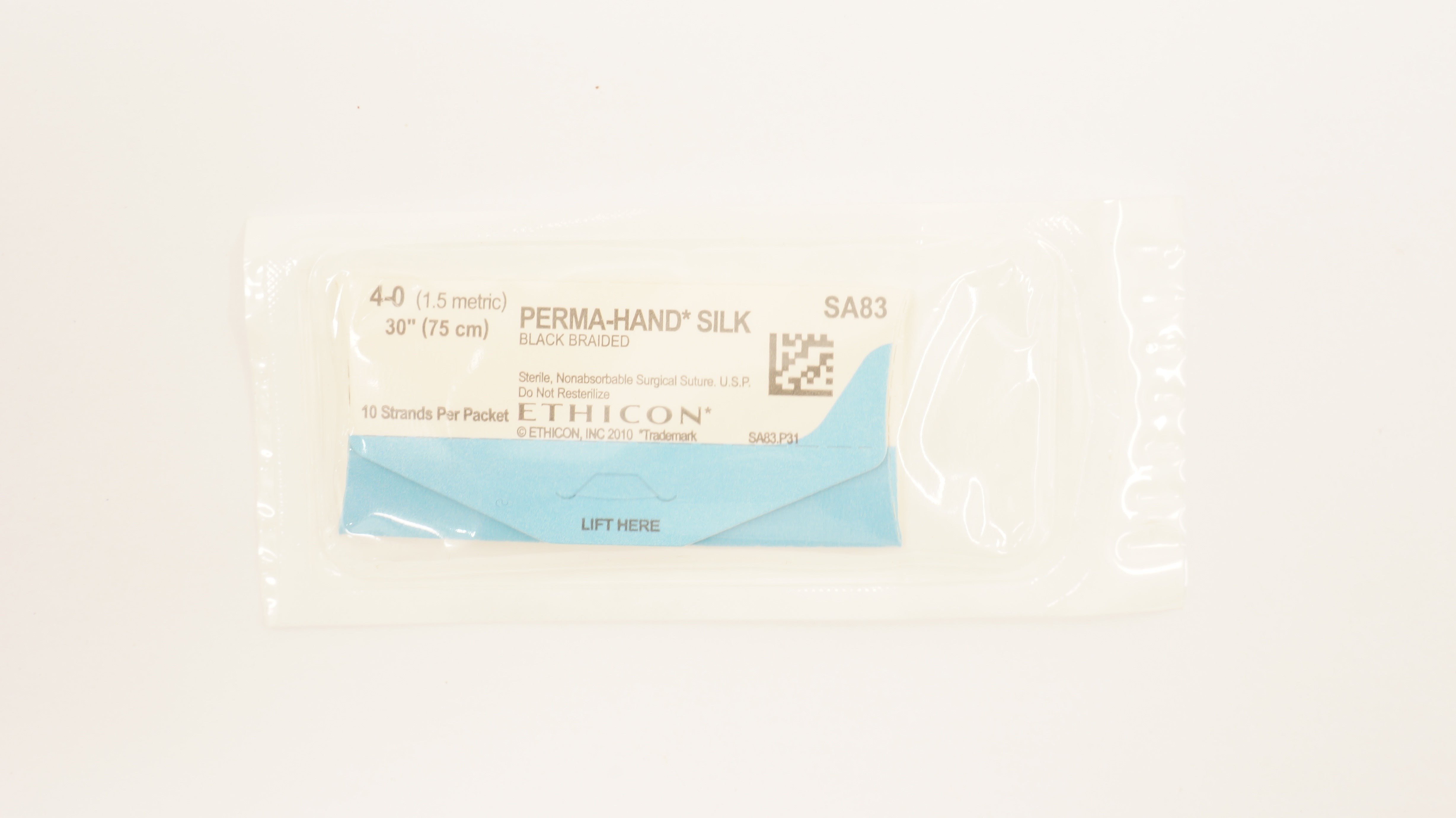 Ethicon SA83 4-0 Perma-Hand Silk, Black Braided Surgical Stre, 30inch (x)