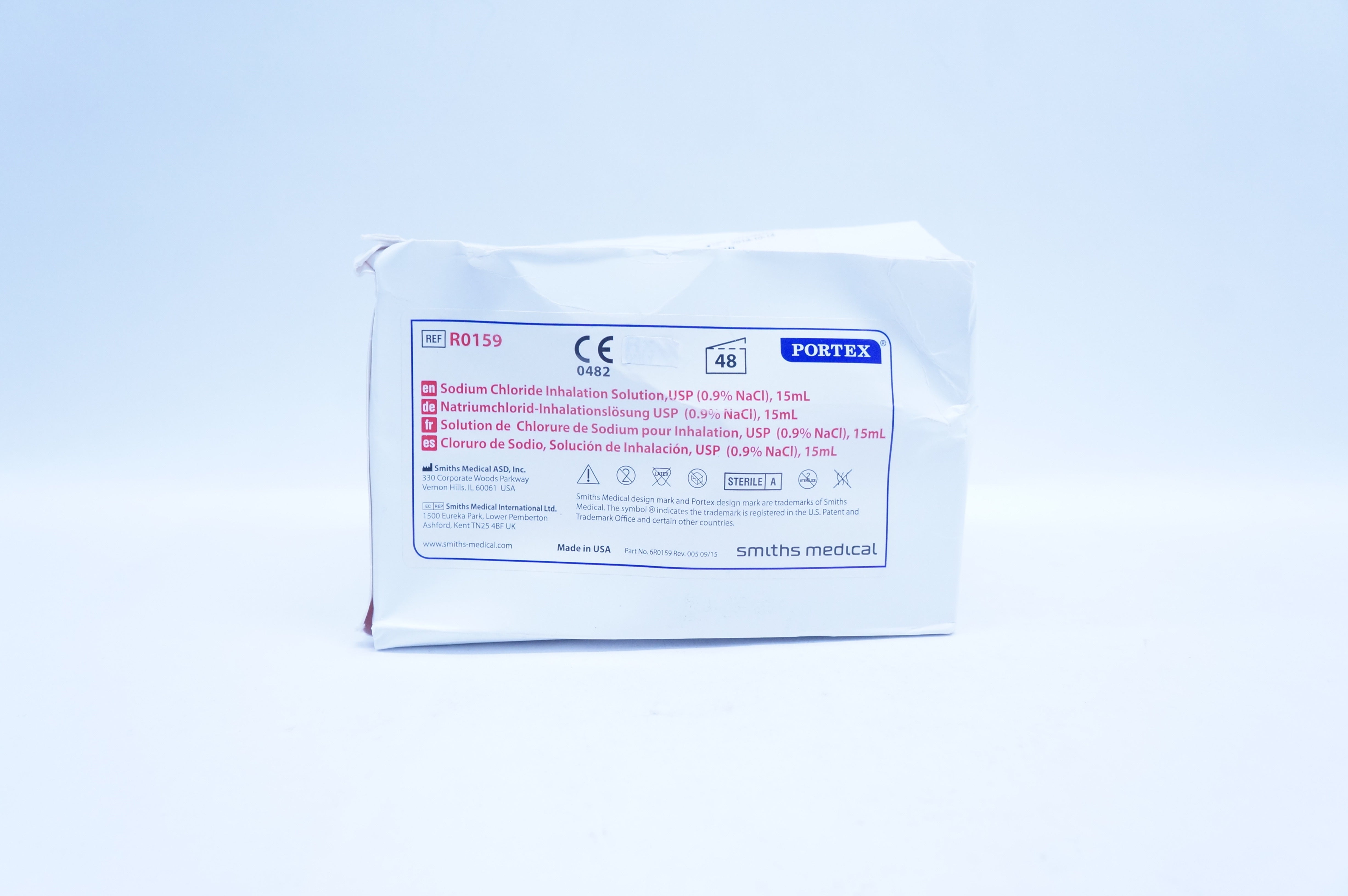 Smiths Medical R0159 Portex 0.9% NaCl  Inhalation Solution 15mL (x) - Box of 36