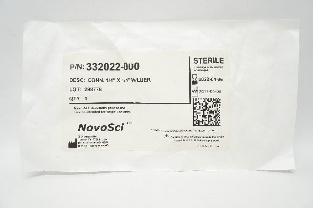 NovoSci 332022-000 Conn 1/4inch x 1/4 w/Luer (x)