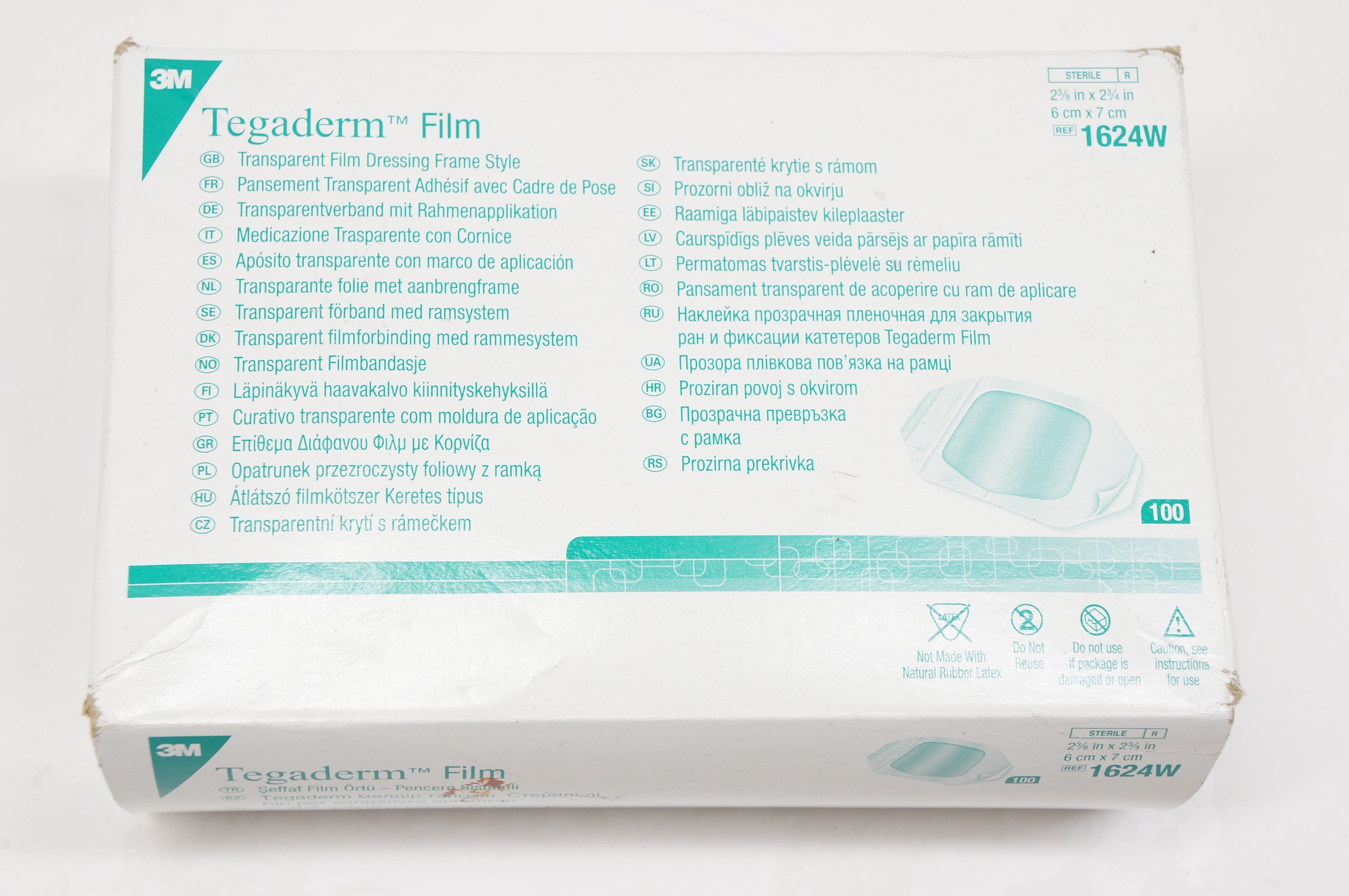 3M 1624W Tegaderm Film Dressing Frame Style 2-3/8in. x 2-3/4inch (x)- Box of 100