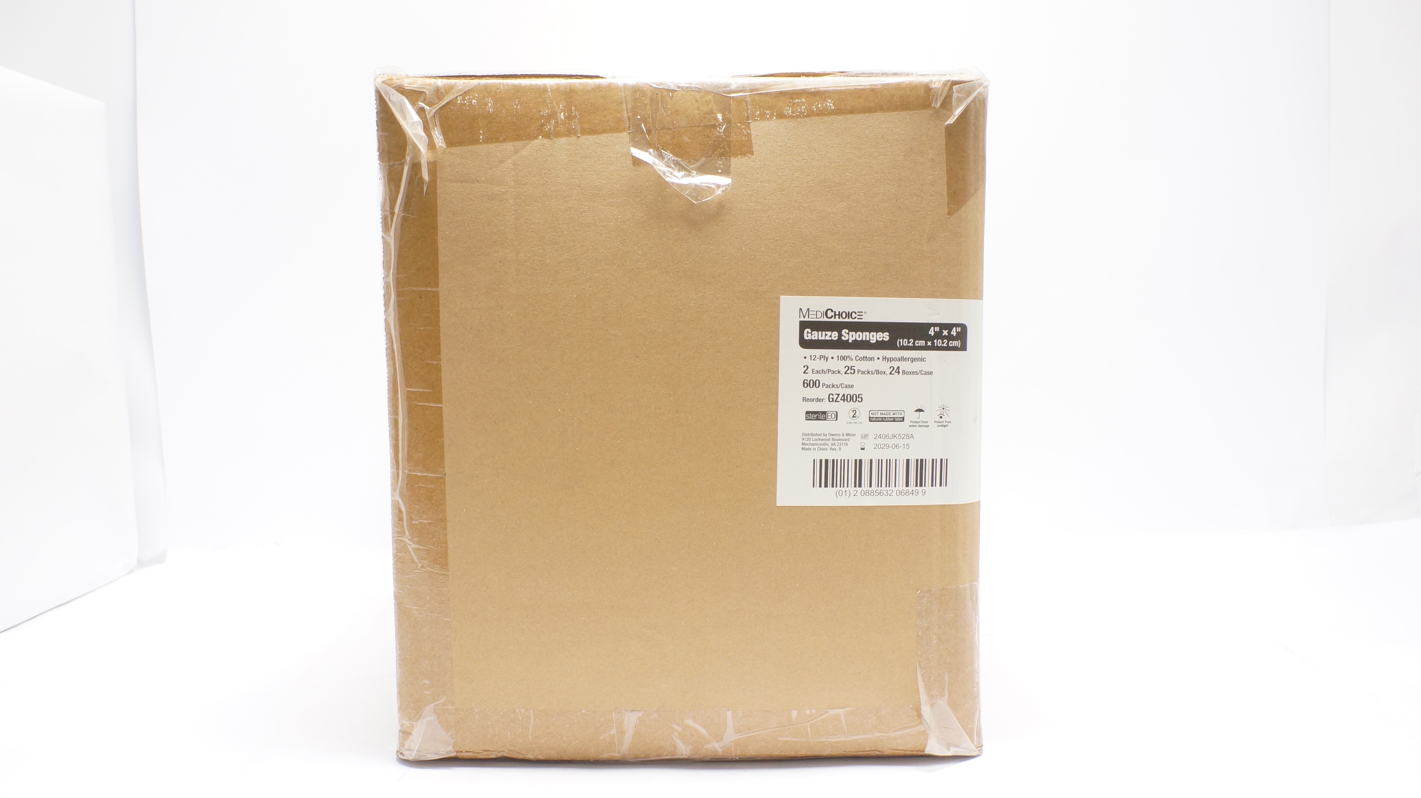 MediChoice GZ4005 Gauze Sponges 4In x 4In, 12-Ply, 100% Cotton - Box of 600