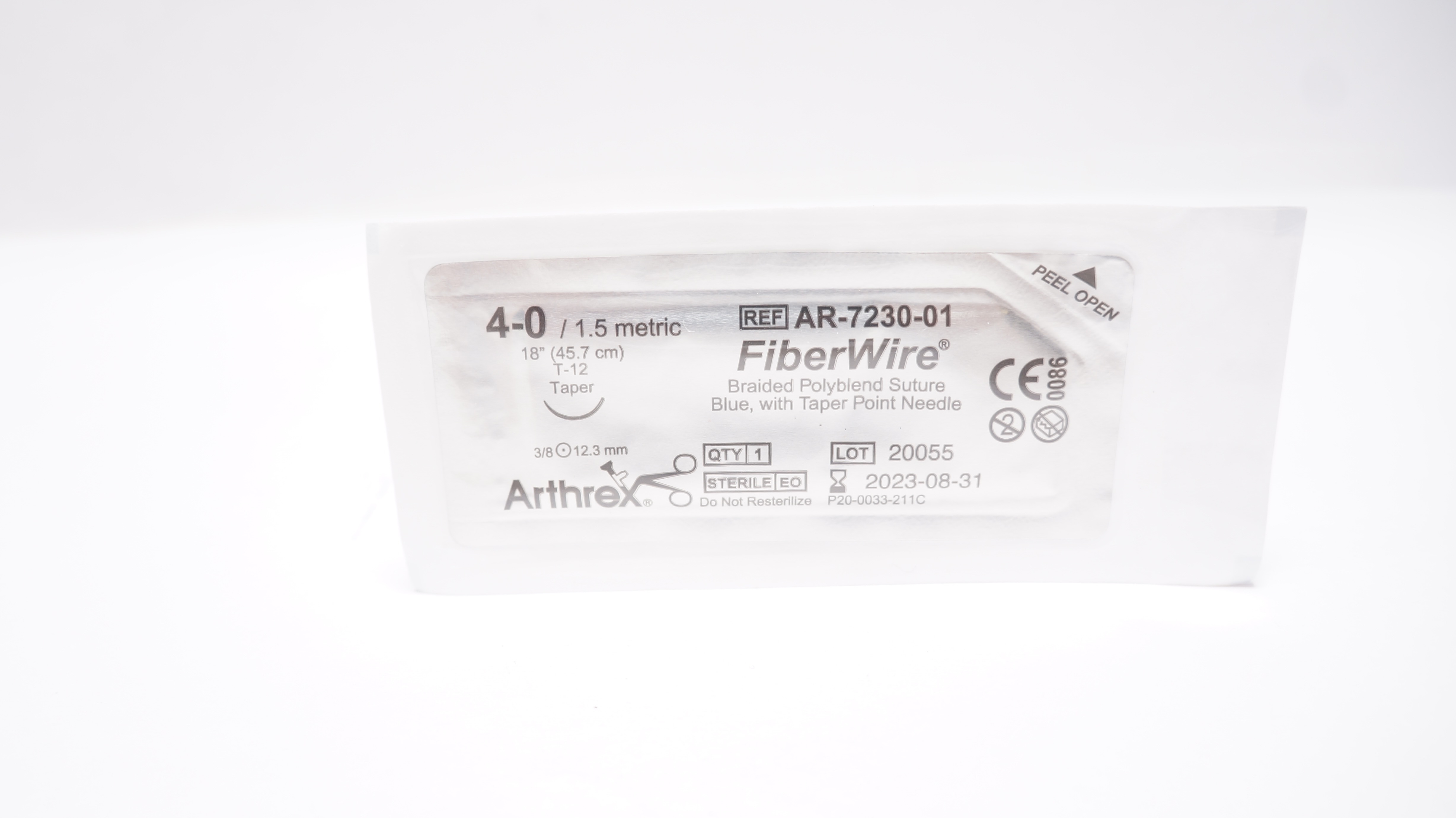 Arthrex AR-7230-01 4-0 FIBERWIRE, T-12, 12.3mm 3/8 Taper, 18inch (x)