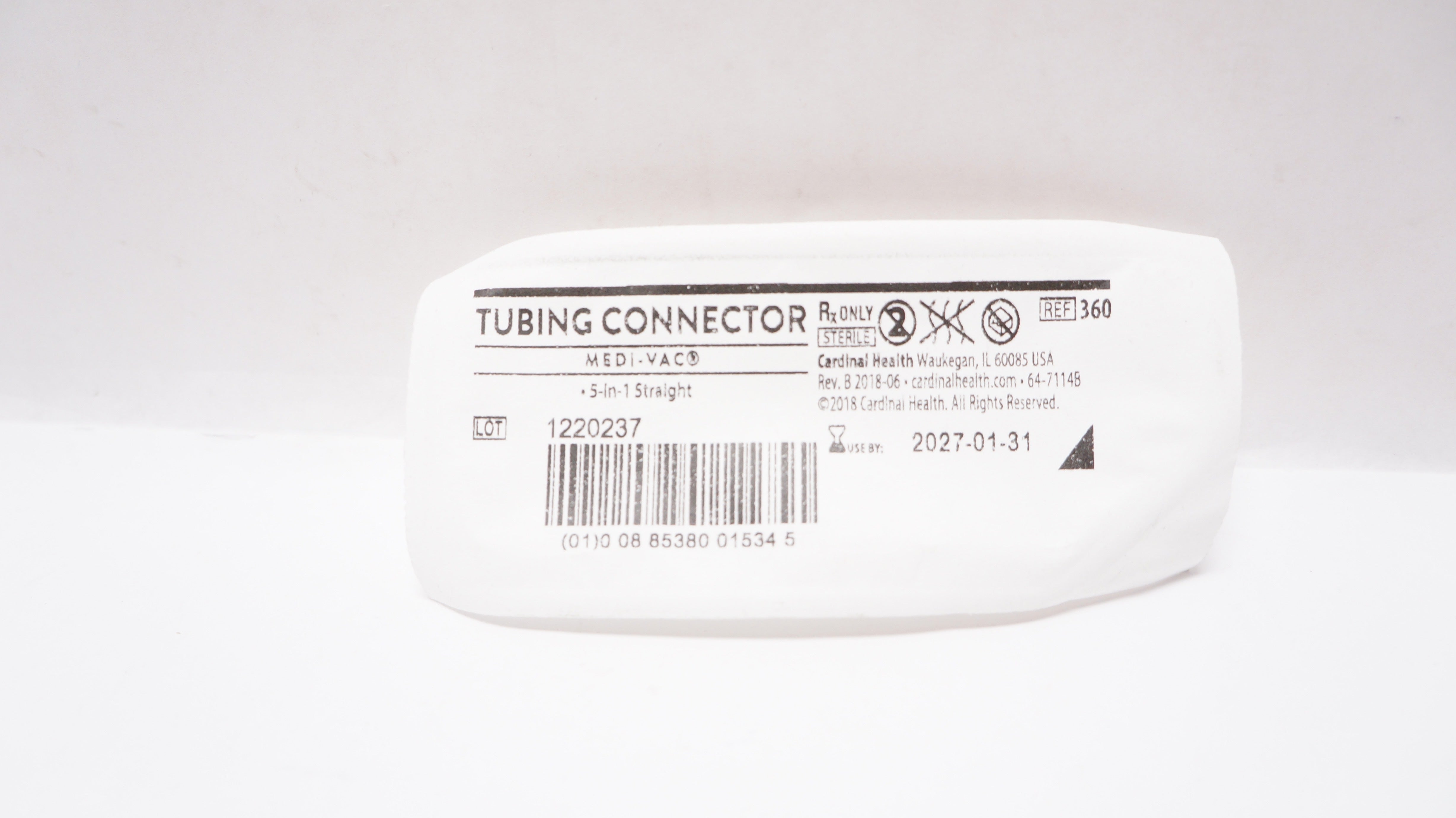 Cardinal Health 360 Medi-VAC Tubing Connector 5 in 1 Straight