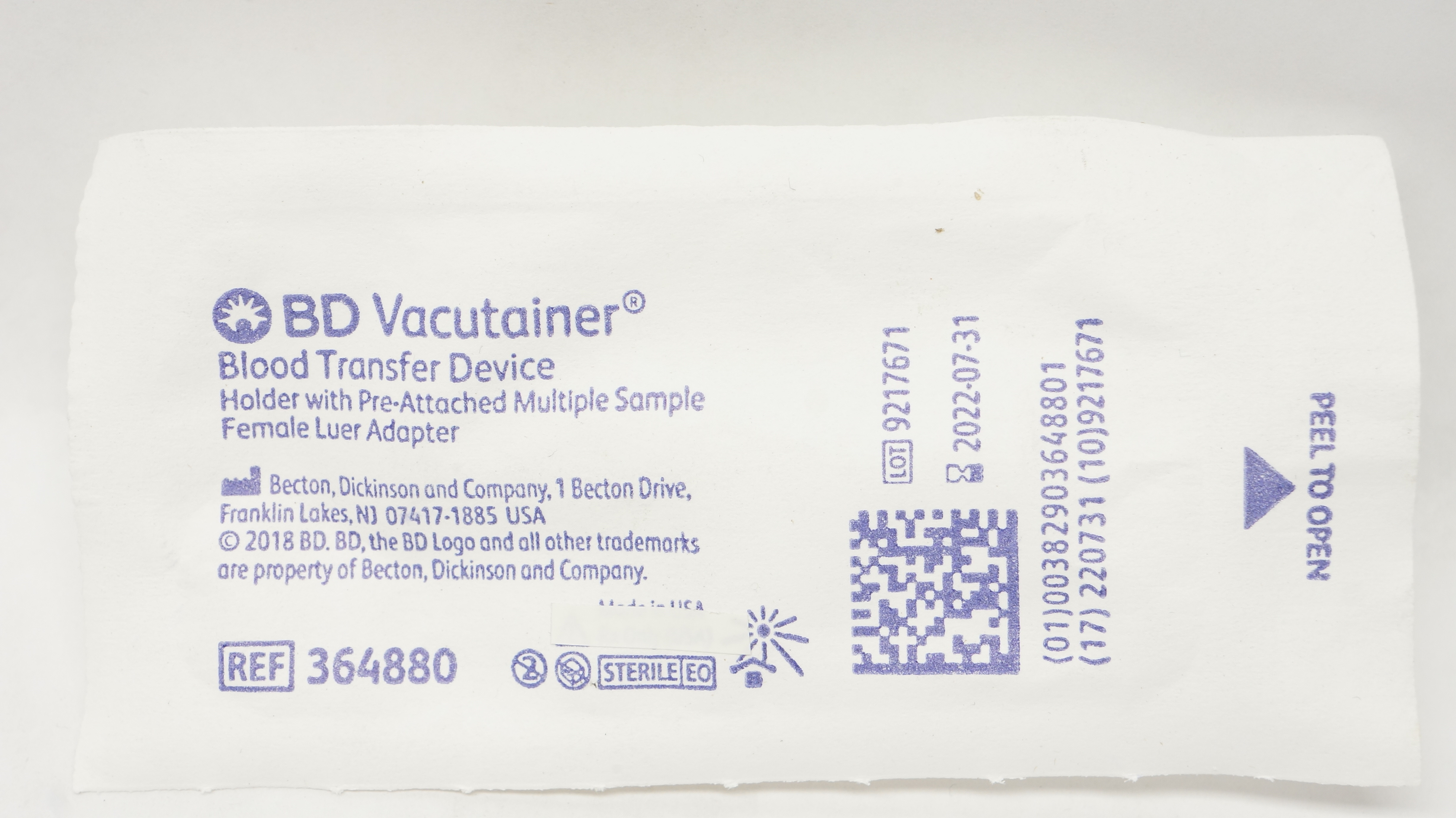 BD 364880 Vacutainer Blood Transfer Device