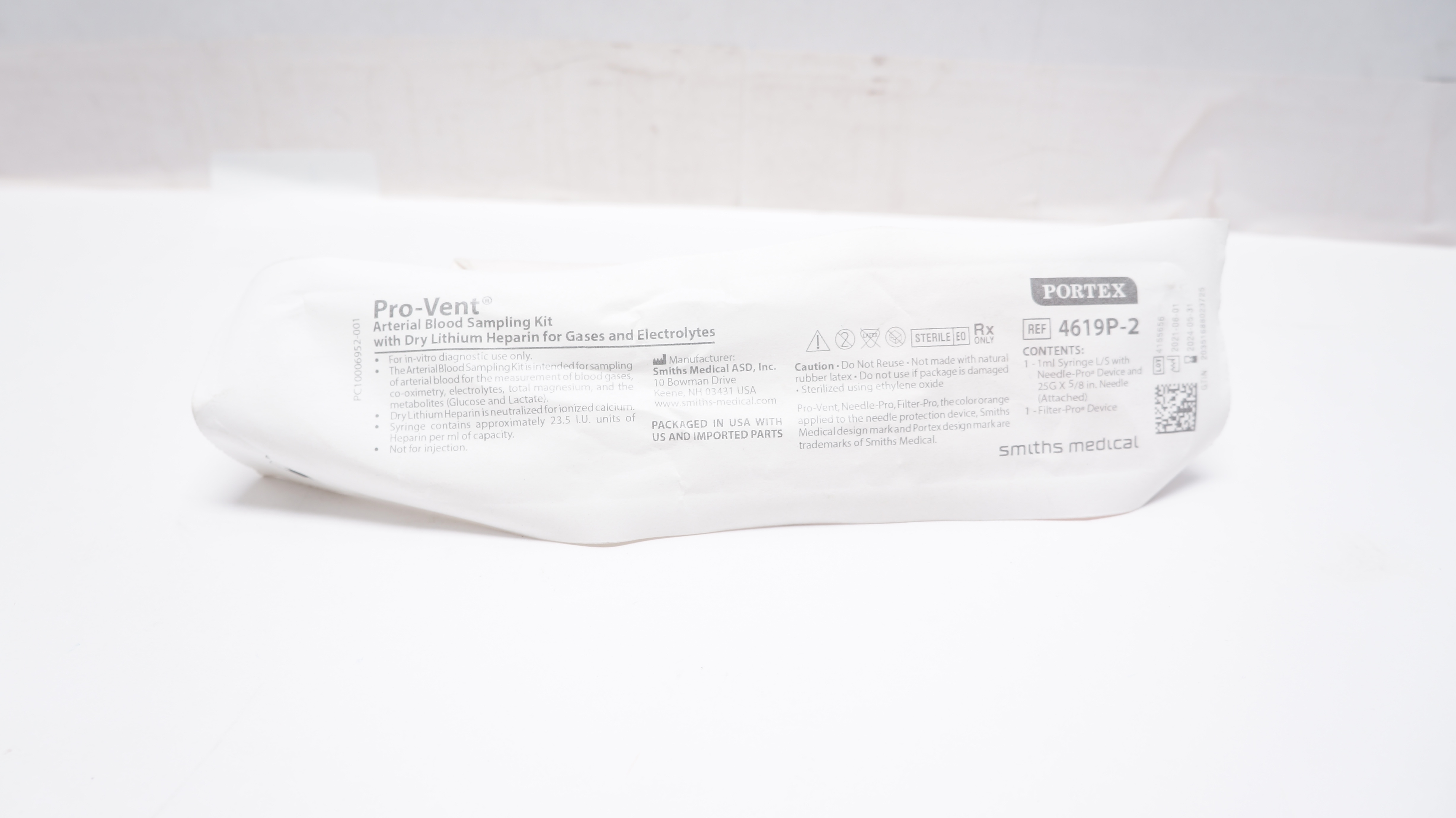 Smiths Medical 4619P-2 Portex Pro-Vent Arterial Blood Sampling Kit (x)