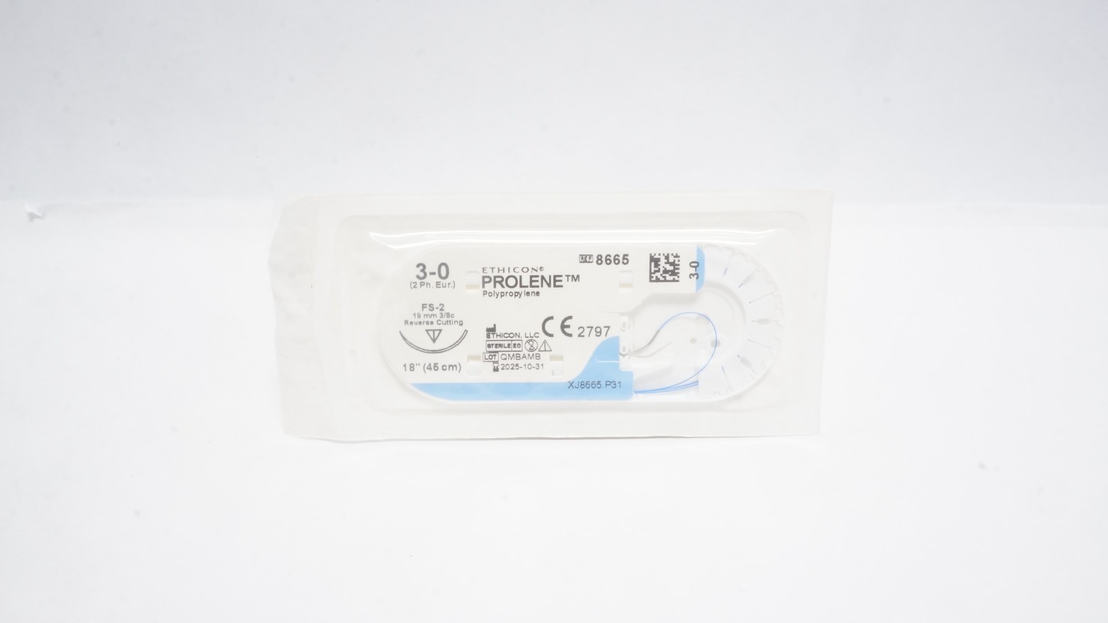 Ethicon 8665 PROLENE Suture 3-0 FS-2 19mm 18" Blue