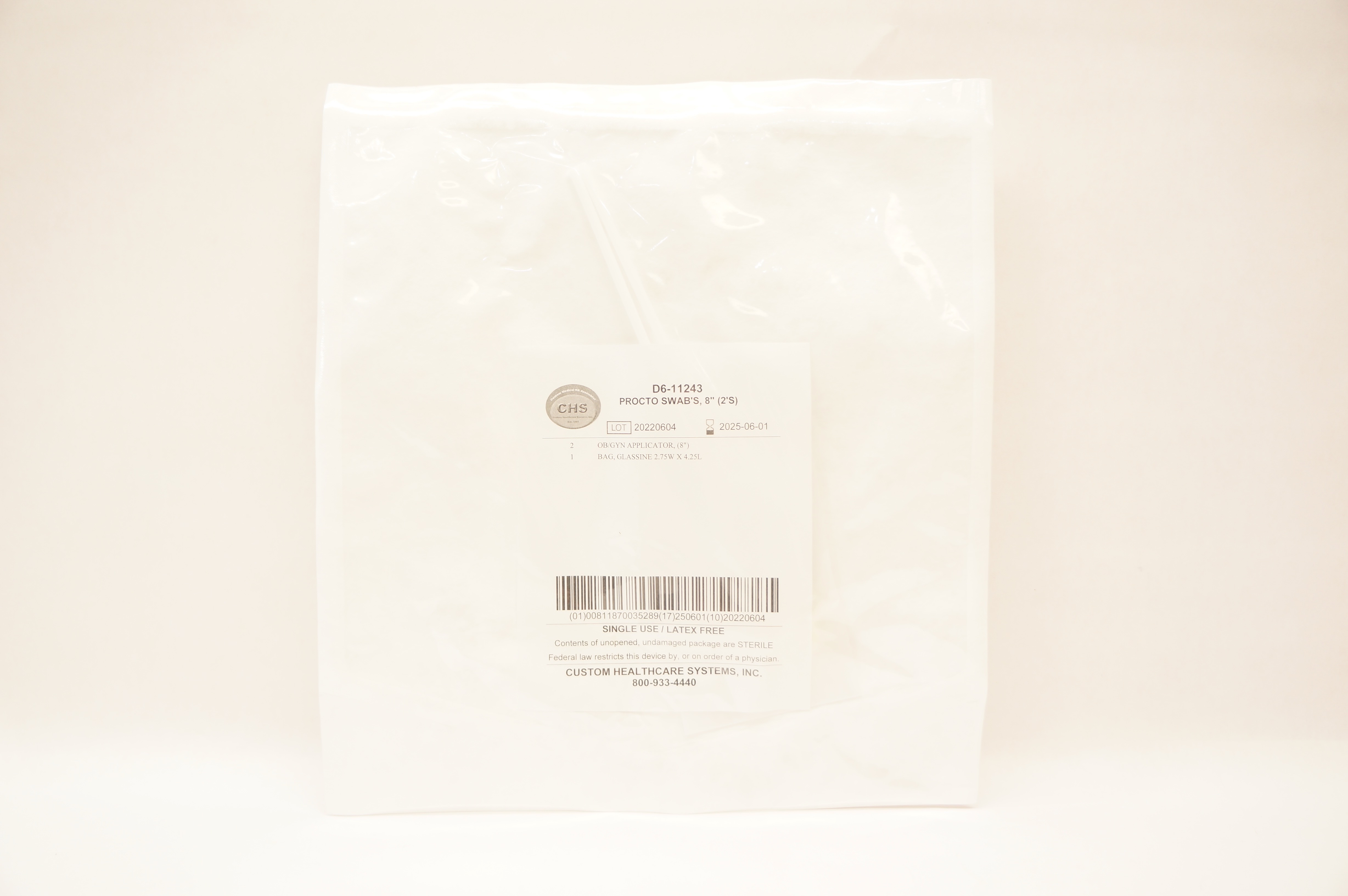 CHS  D6-11243 Procto Swab's, 8inch