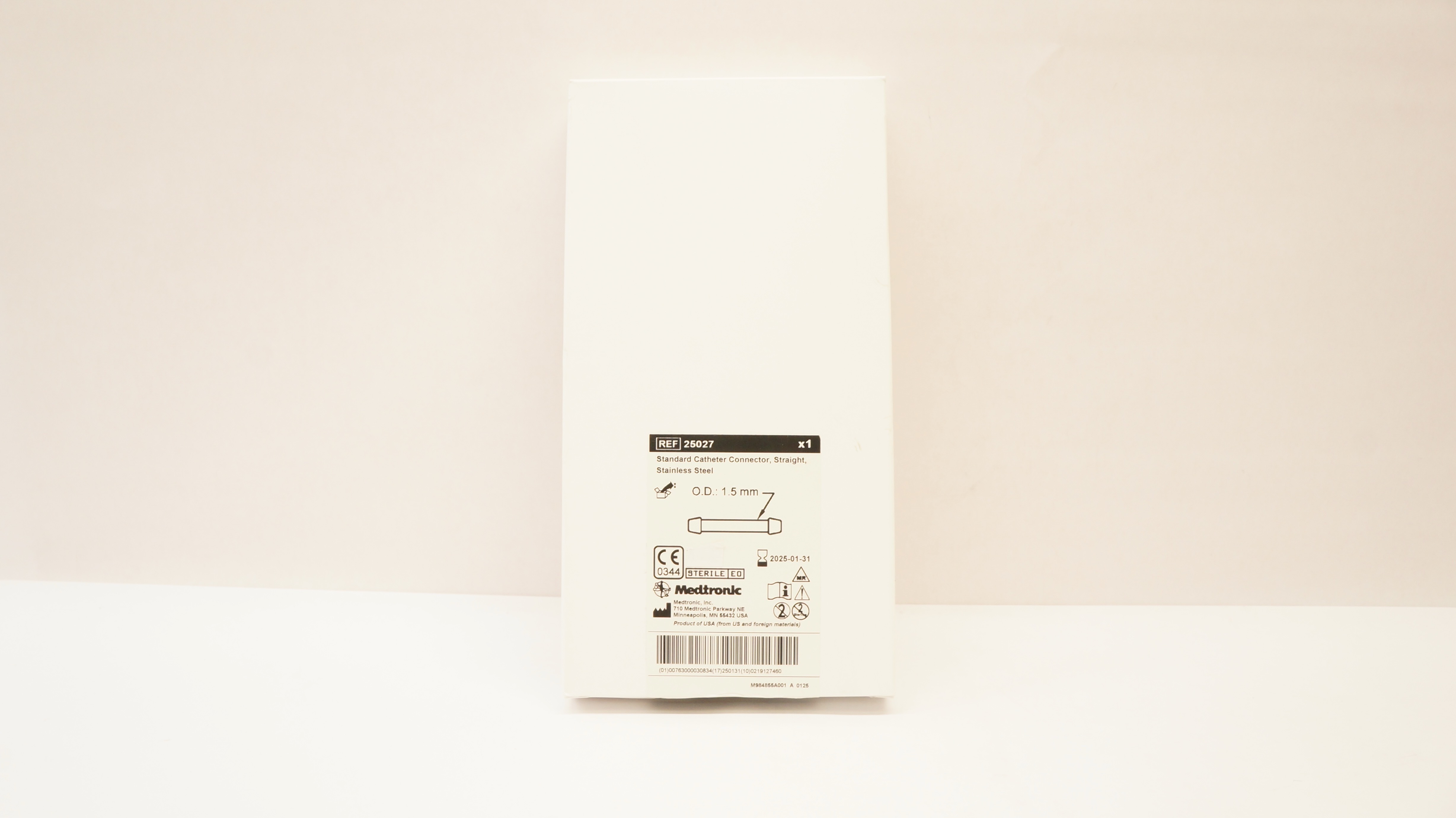 Medtronic 25027 Standard Cath. Connector, Straight, OD 1.5mm