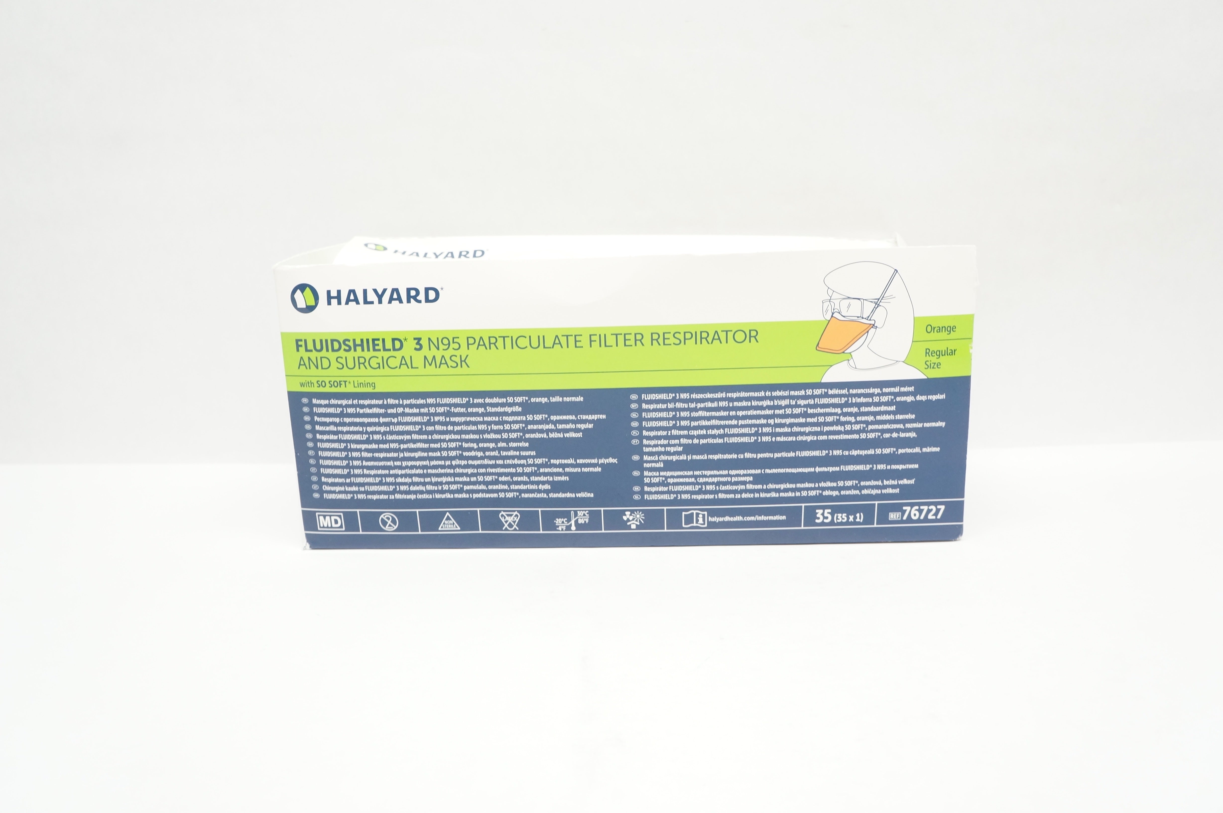 Halyard 76727 Fluidshield 3 N95 Particulate Filter Respirator - Box of 35