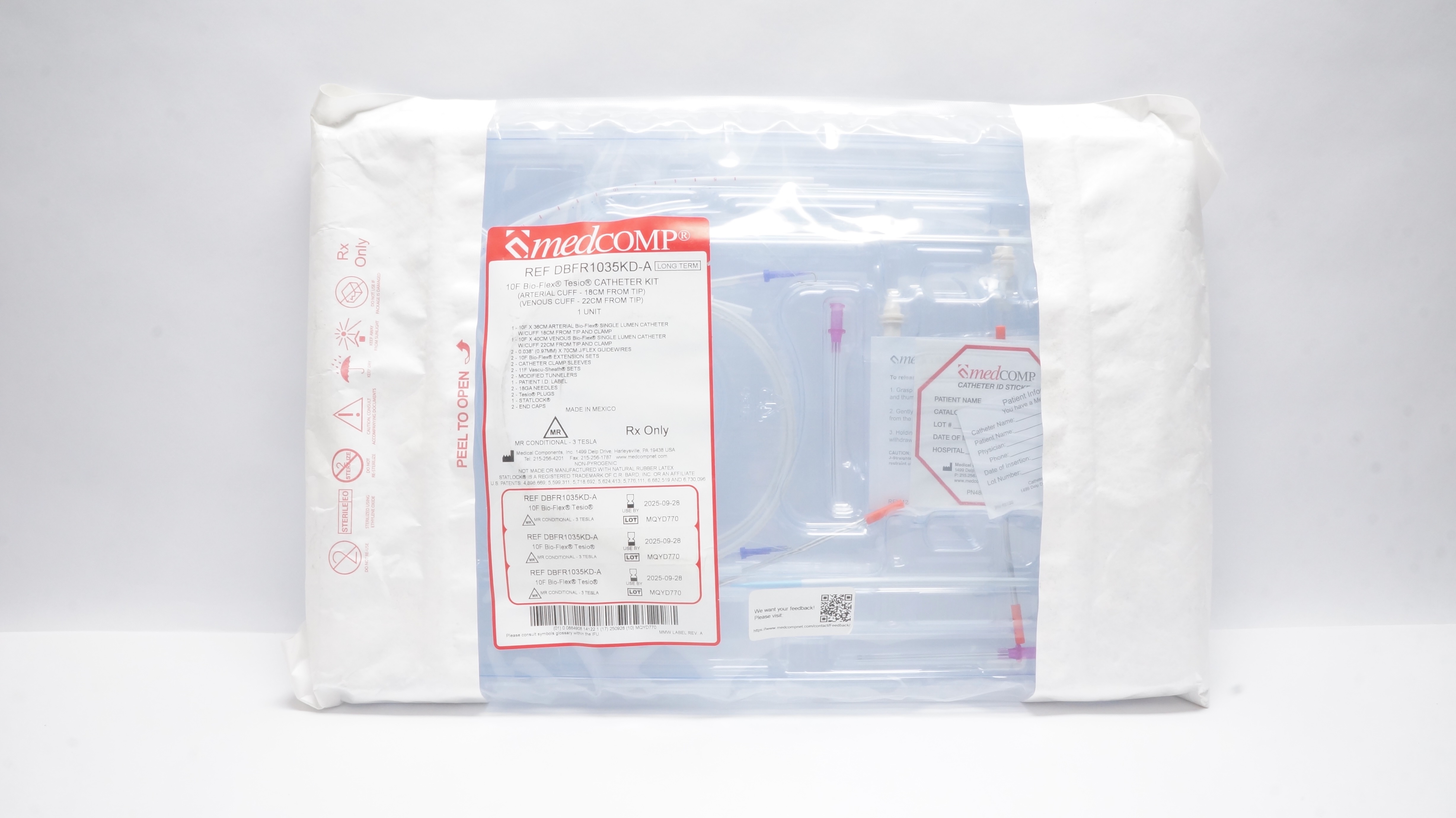 Medcomp DBFR1035KD-A 10F Bio-Flex Tesio Cath. Kit